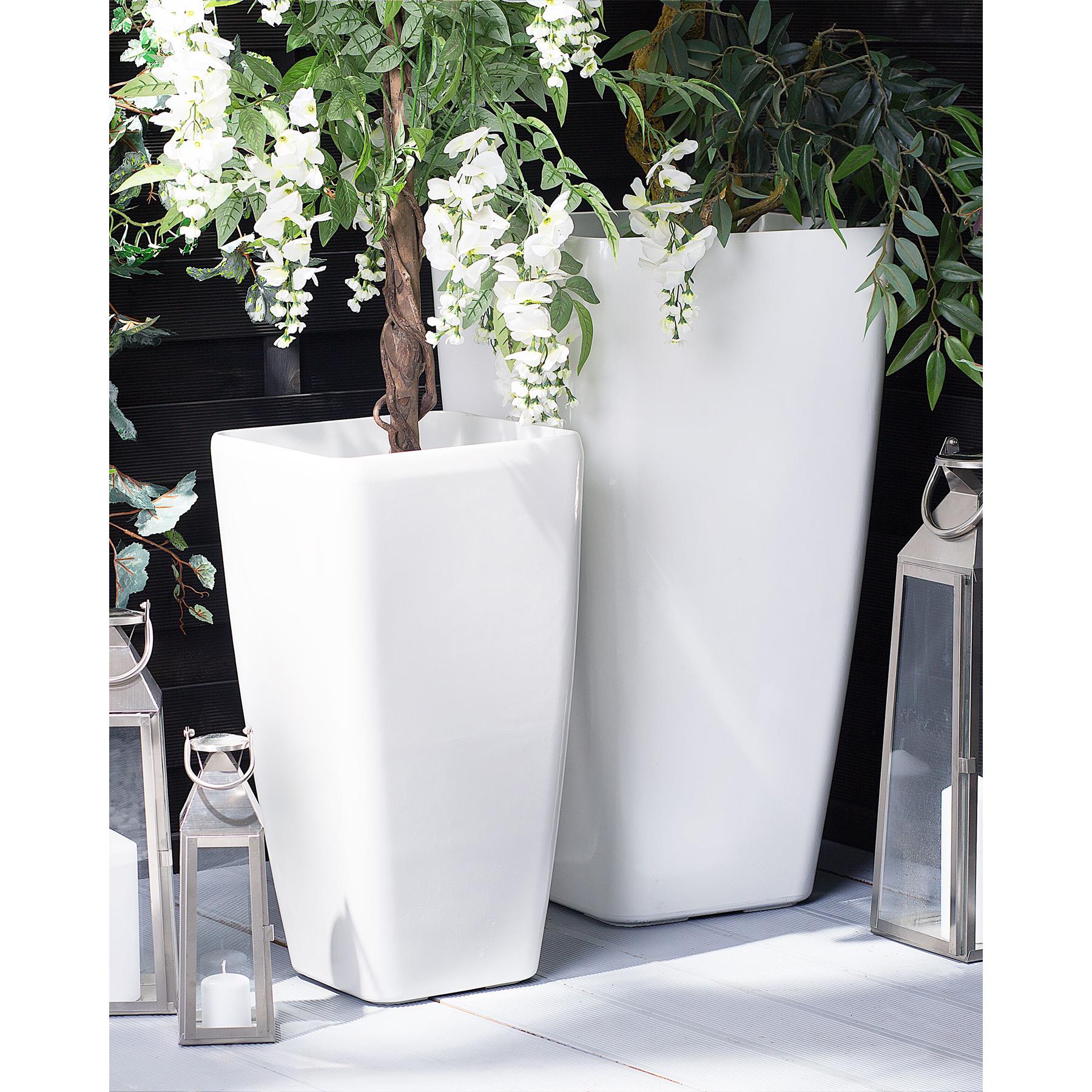 Beliani - MODI - Bloempot - Wit - 30 cm - Stenenmix