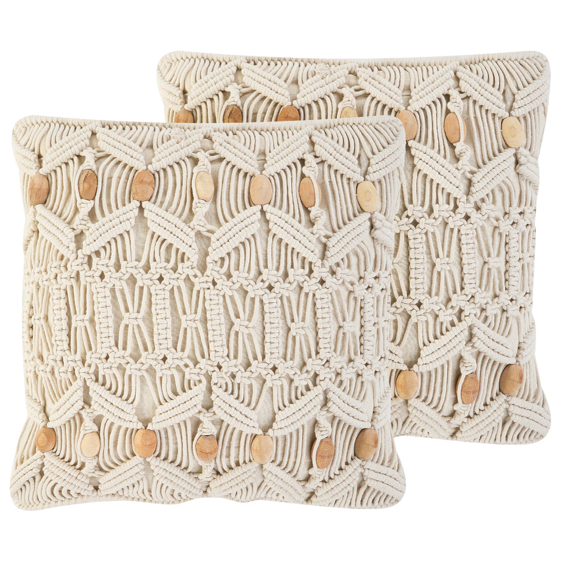 Beliani - NICAEA - Sierkussen set van 2 - Beige - 45 x 45 cm - Katoen