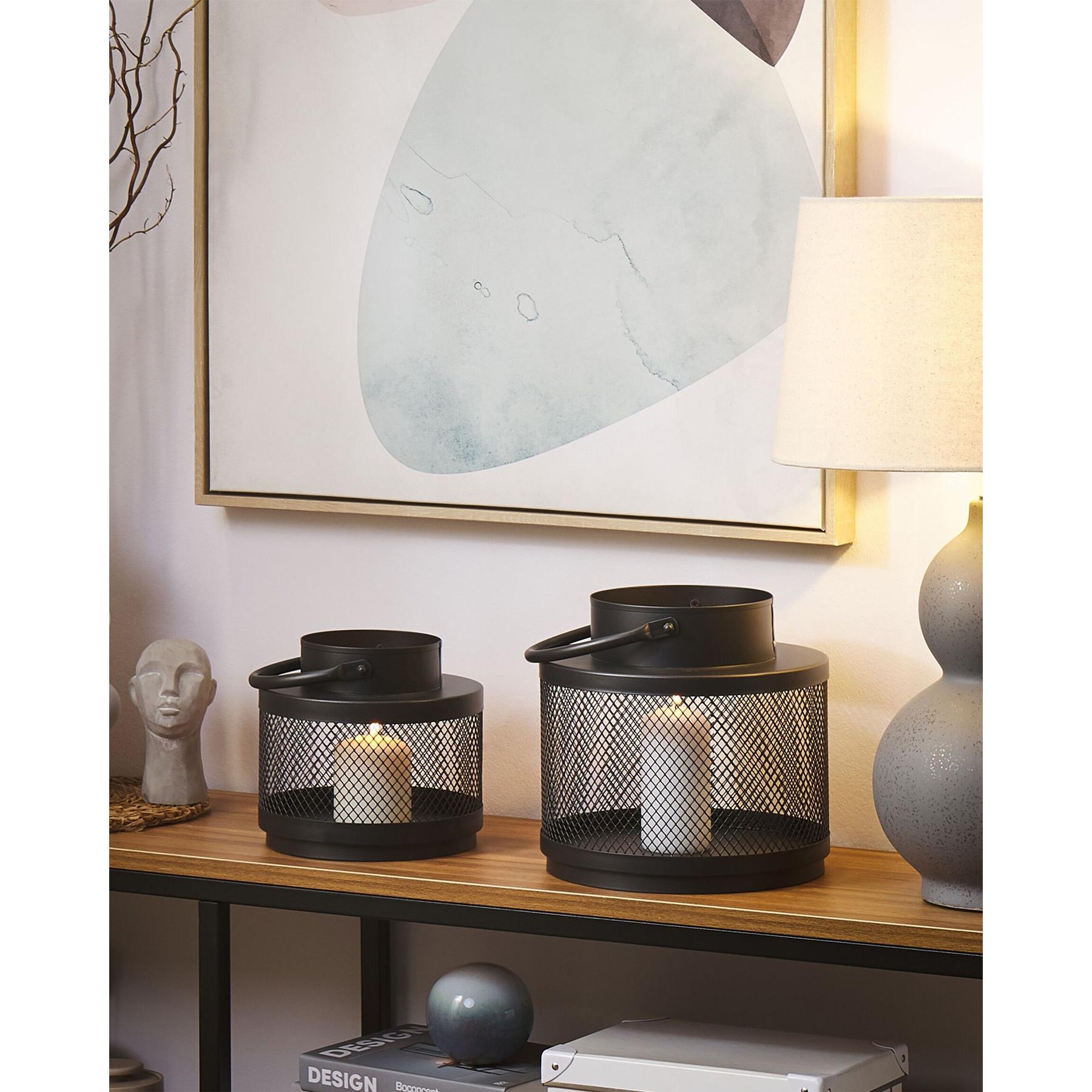 Beliani - YAMDENA - Lantaarn - Zwart 24 cm - IJzer