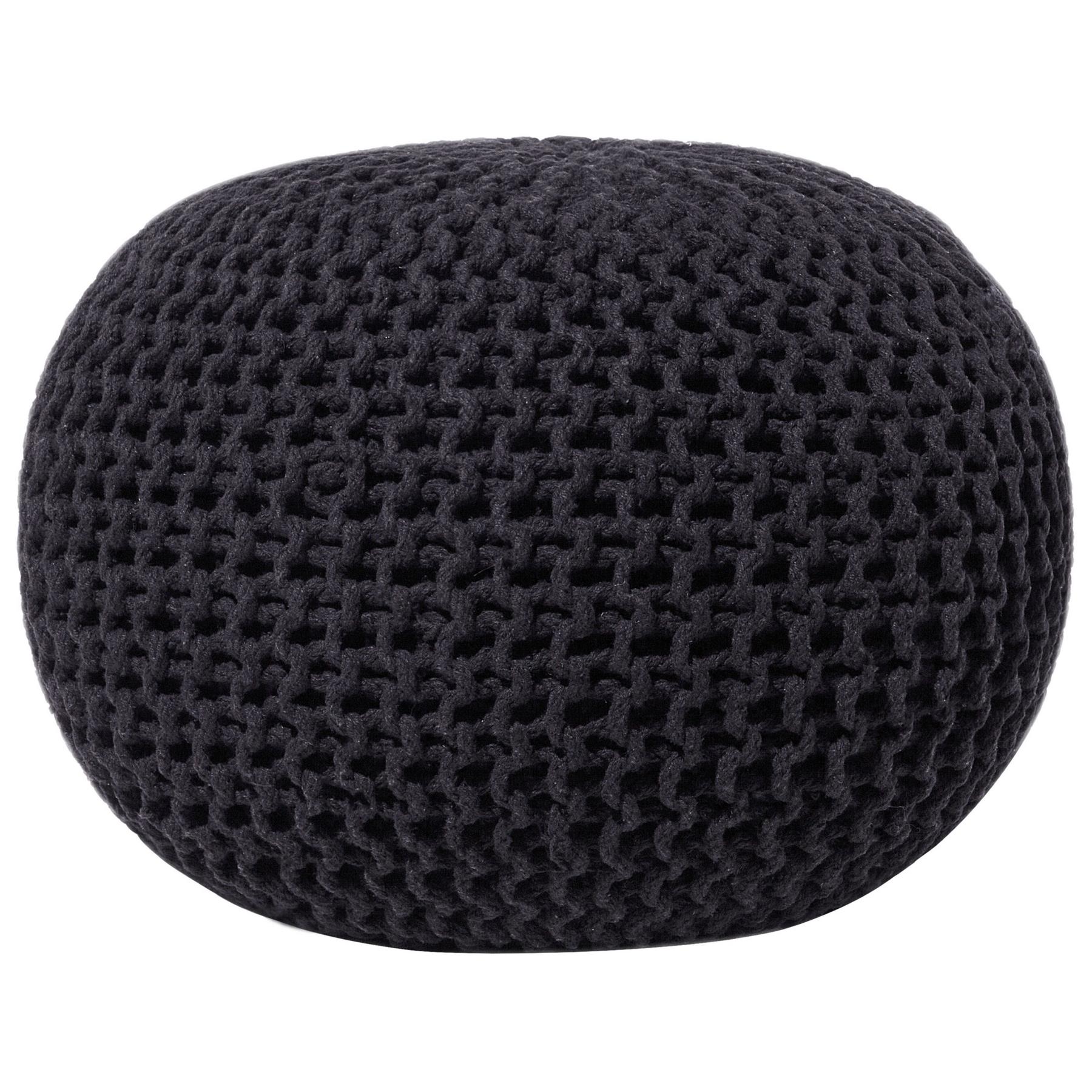 Beliani - CONRAD - Poef - Zwart - 50 cm - Katoen