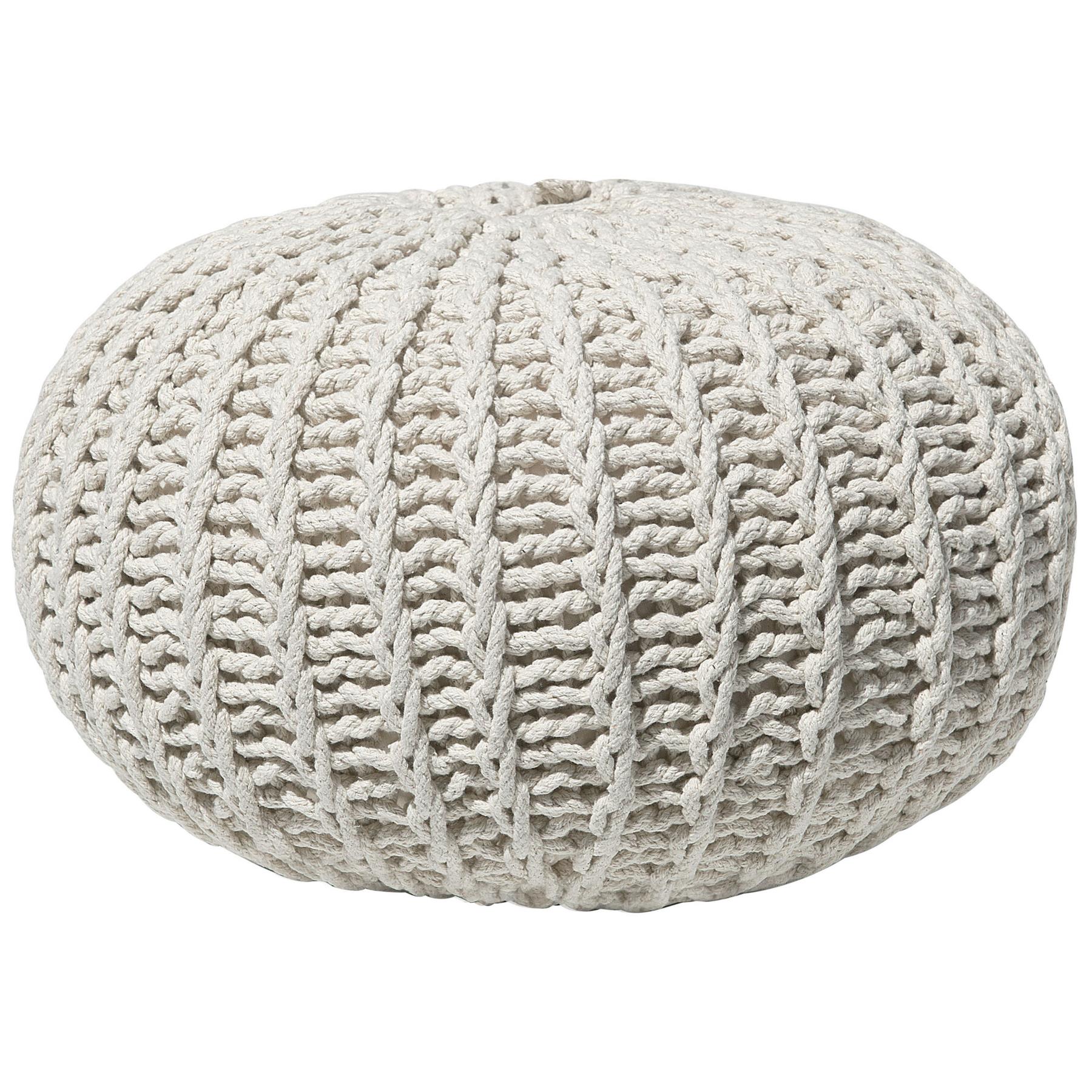 Beliani - CONRAD - Poef - Beige - 50 cm - Katoen