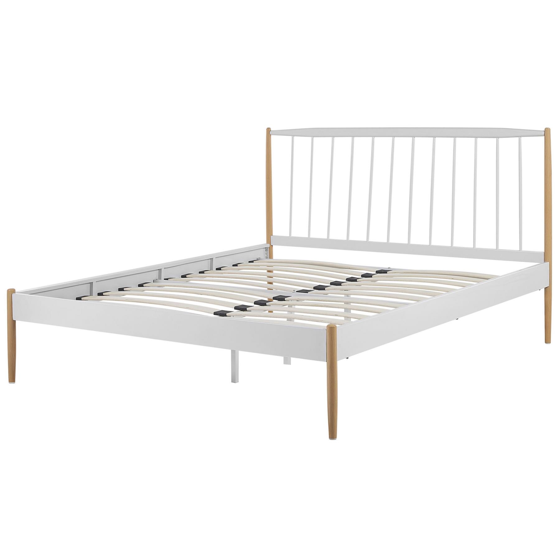 Beliani - MAURS - Tweepersoonsbed - Wit|Bruin - 140 x 200 cm - Metaal
