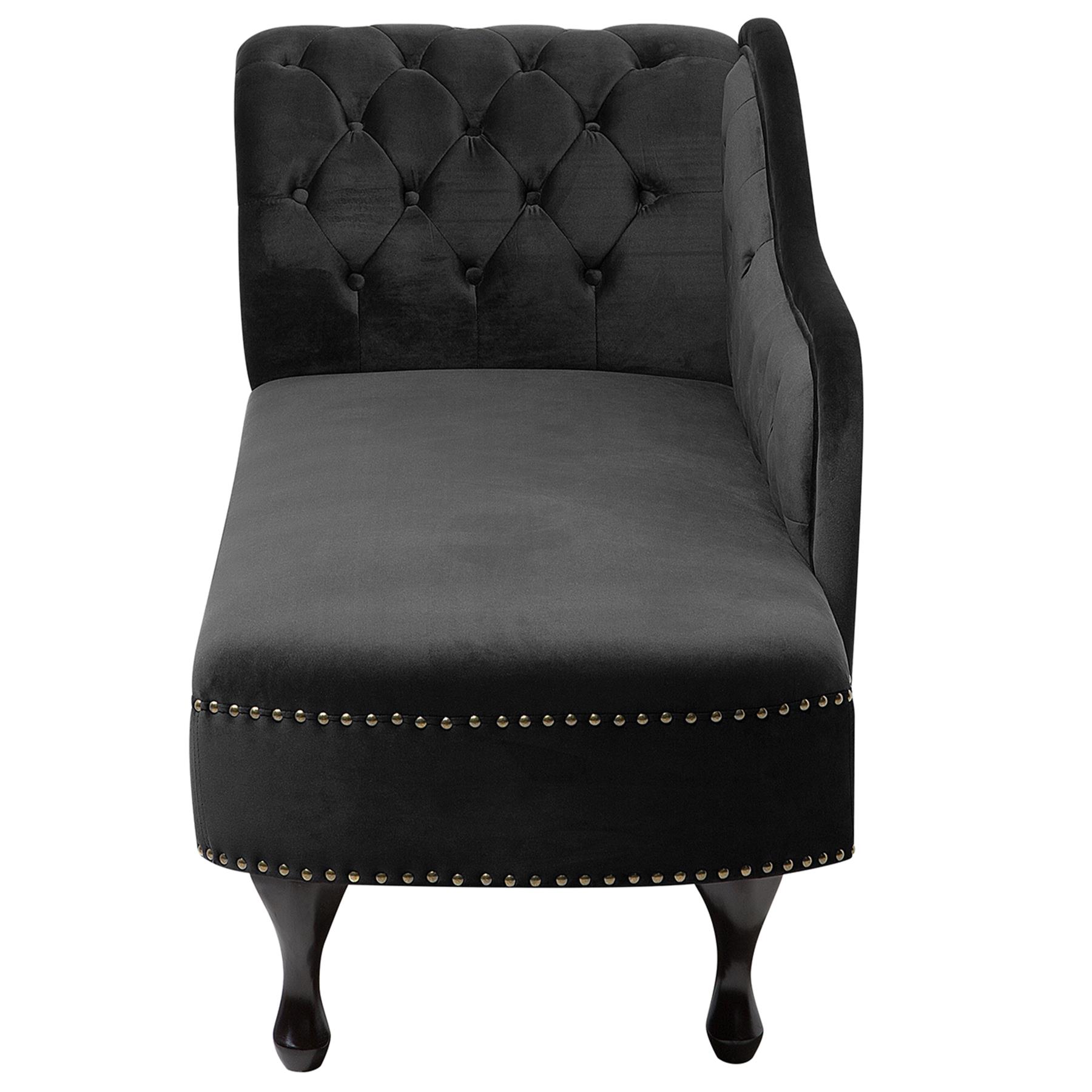 Beliani - NIMES - Chaise longue - Zwart - Linkerzijde - Fluweel