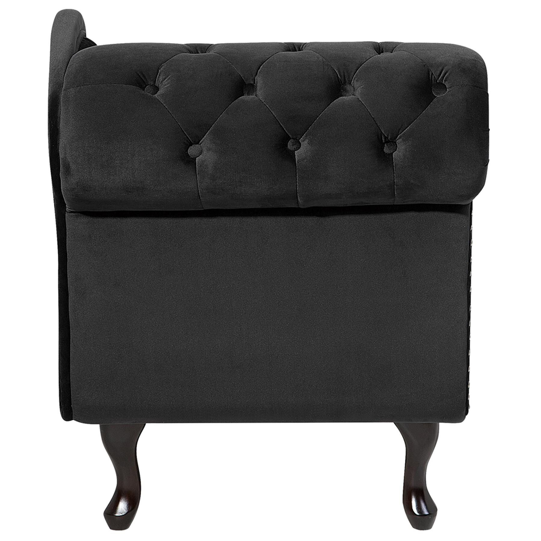Beliani - NIMES - Chaise longue - Zwart - Linkerzijde - Fluweel