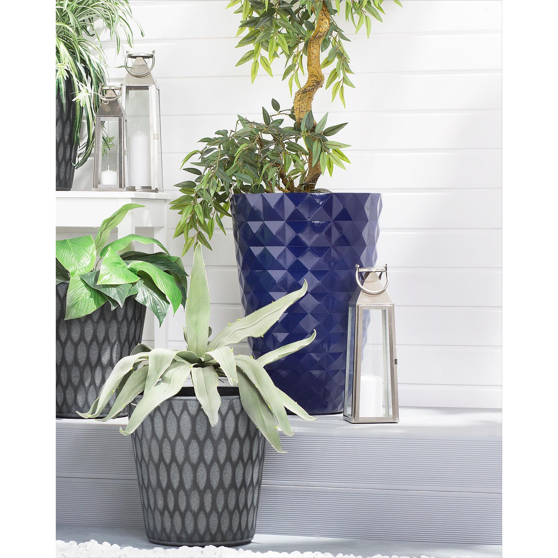 Beliani-FERIZA-Plantenbak-Marineblauw-35 cm-Klei-vezelmengsel