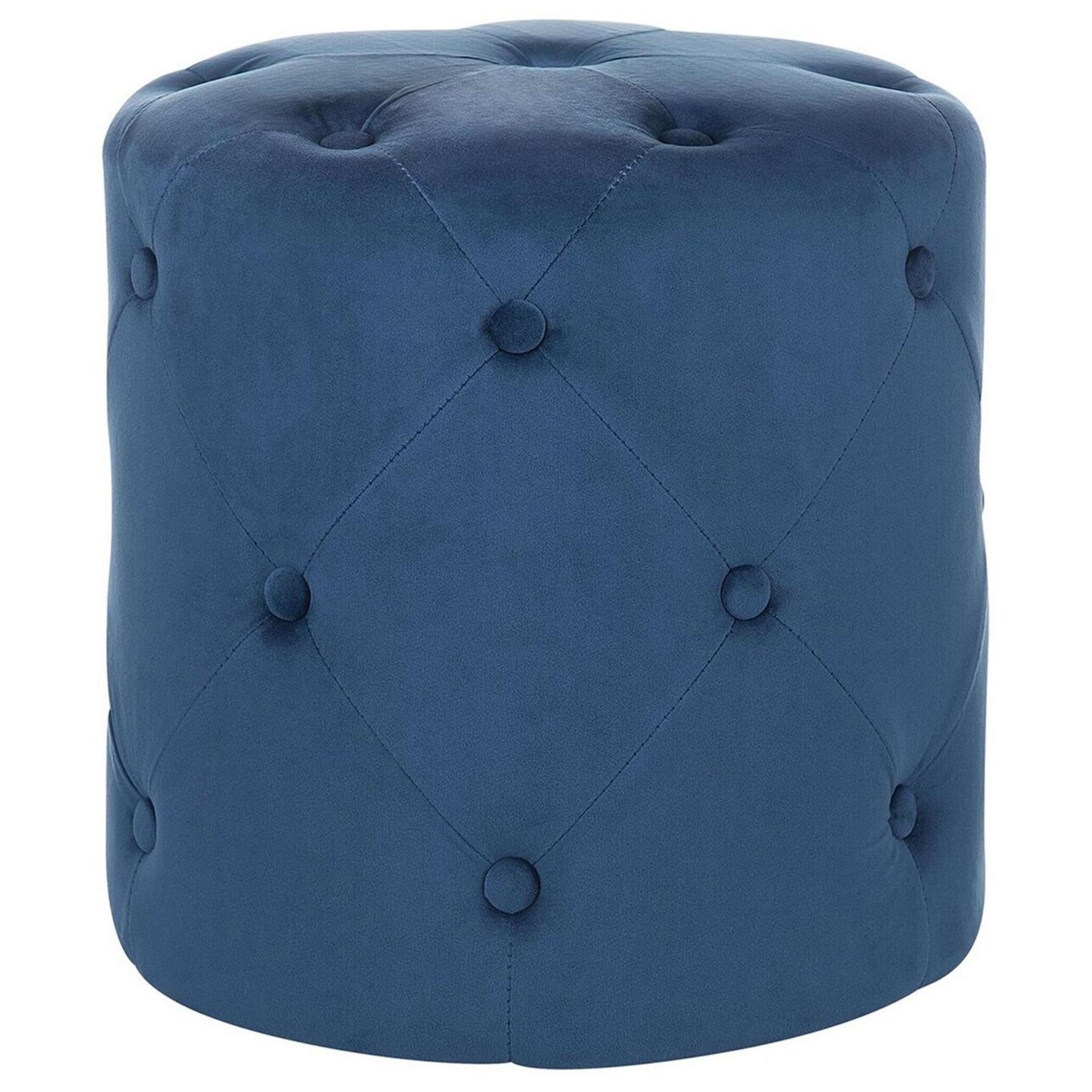 Beliani - COROLLA - Poef - Donkerblauw - Fluweel