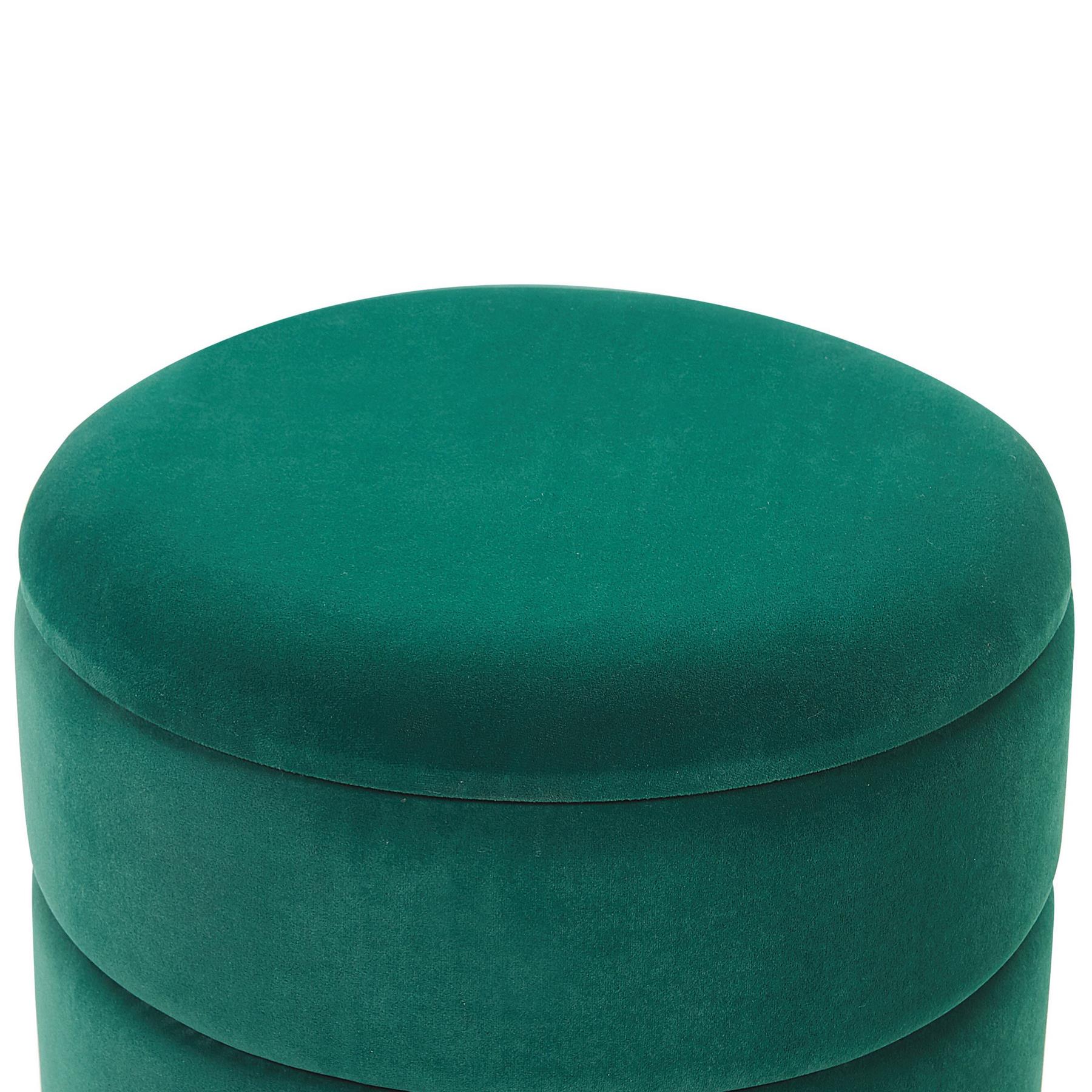 Beliani - ELGIN - Poef - Donkergroen - 37 cm - Fluweel