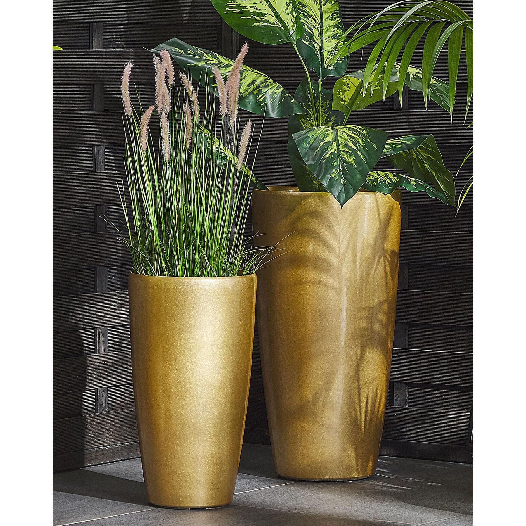 Beliani - TSERIA - Plantenbak - Goud - 40 cm - Stenenmix