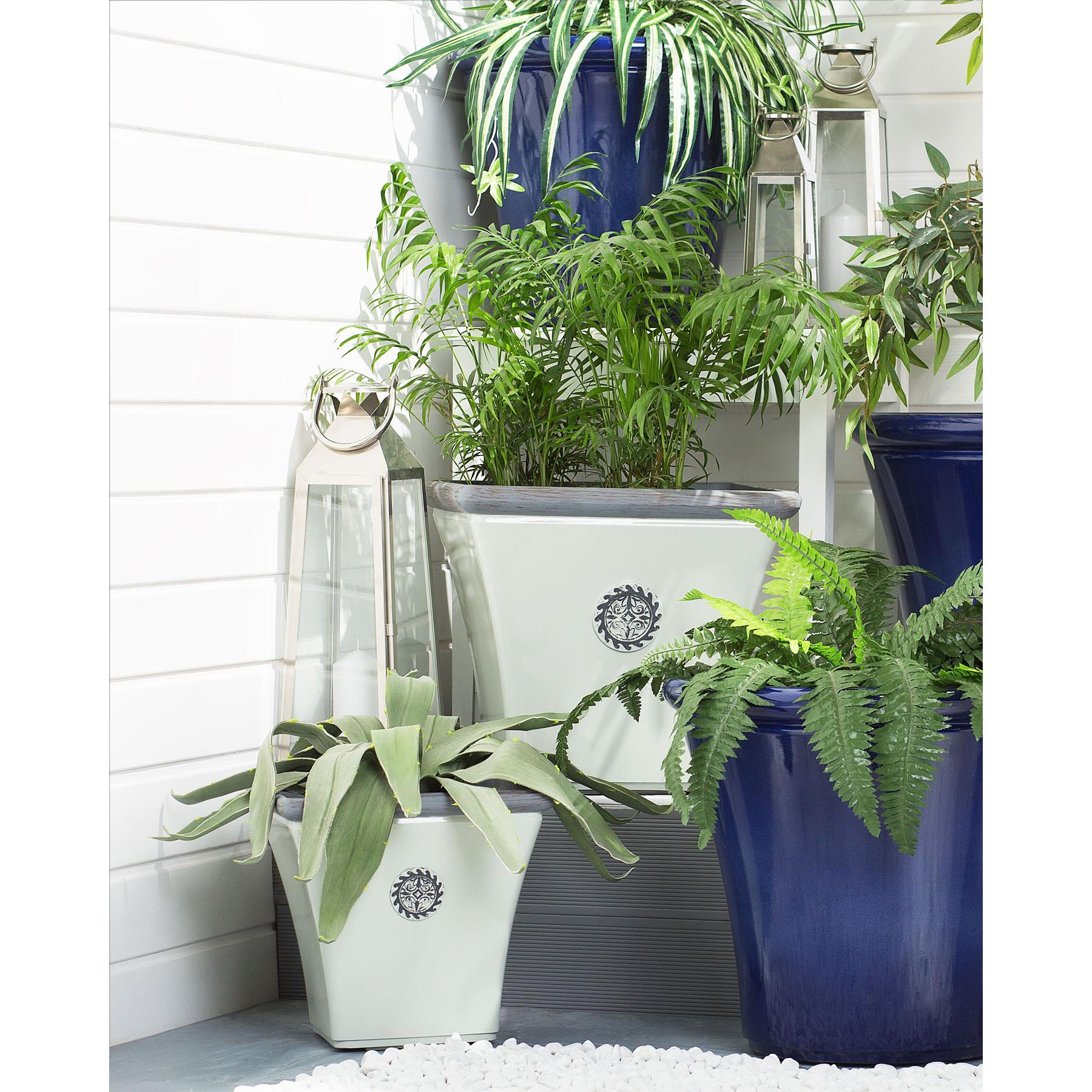 Beliani-ELATEIA-Bloempot set van 2-Wit-32 cm-Klei-vezelmengsel