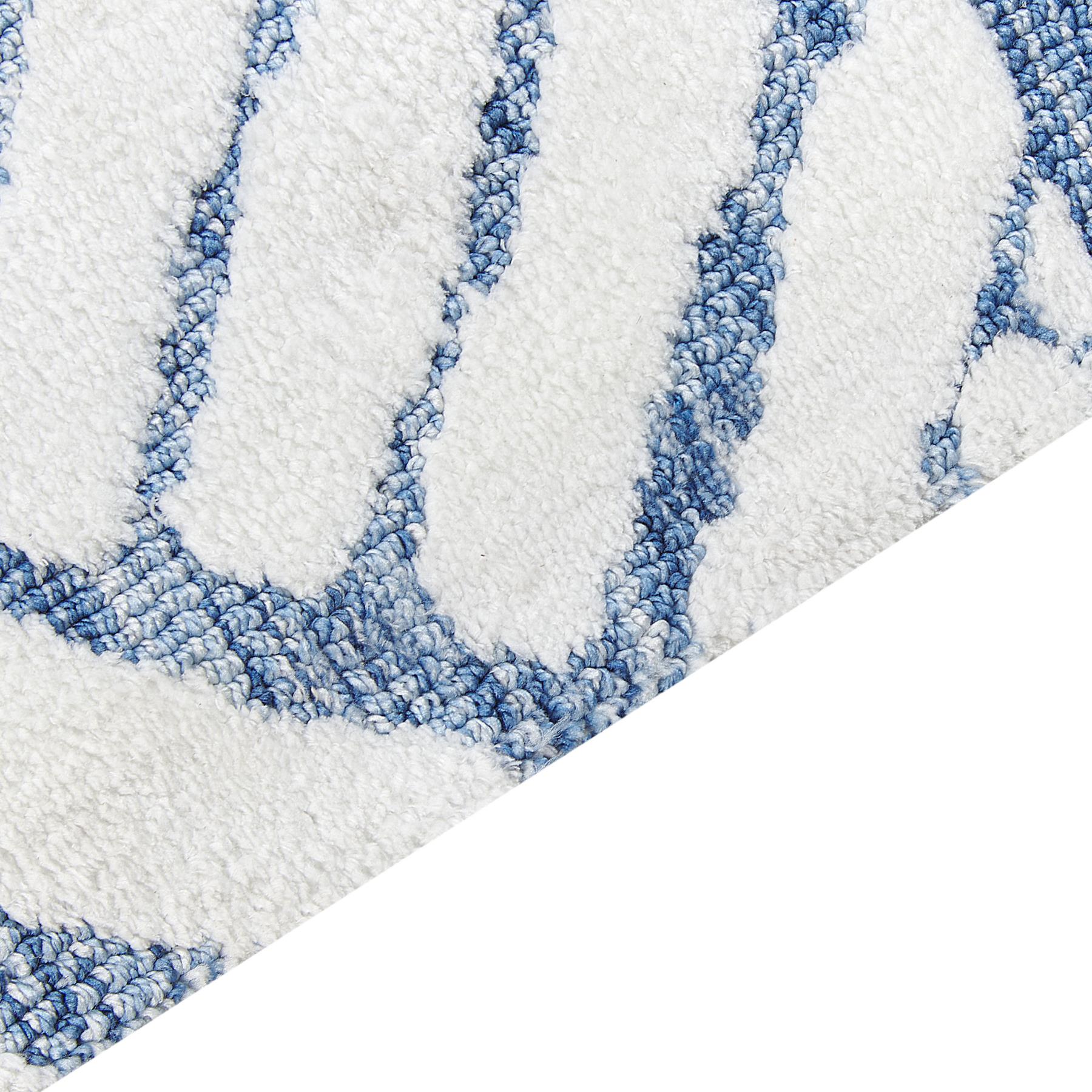 Beliani - MARGAND - Vloerkleed - Wit|Blauw - 160 x 230 cm - Polyester