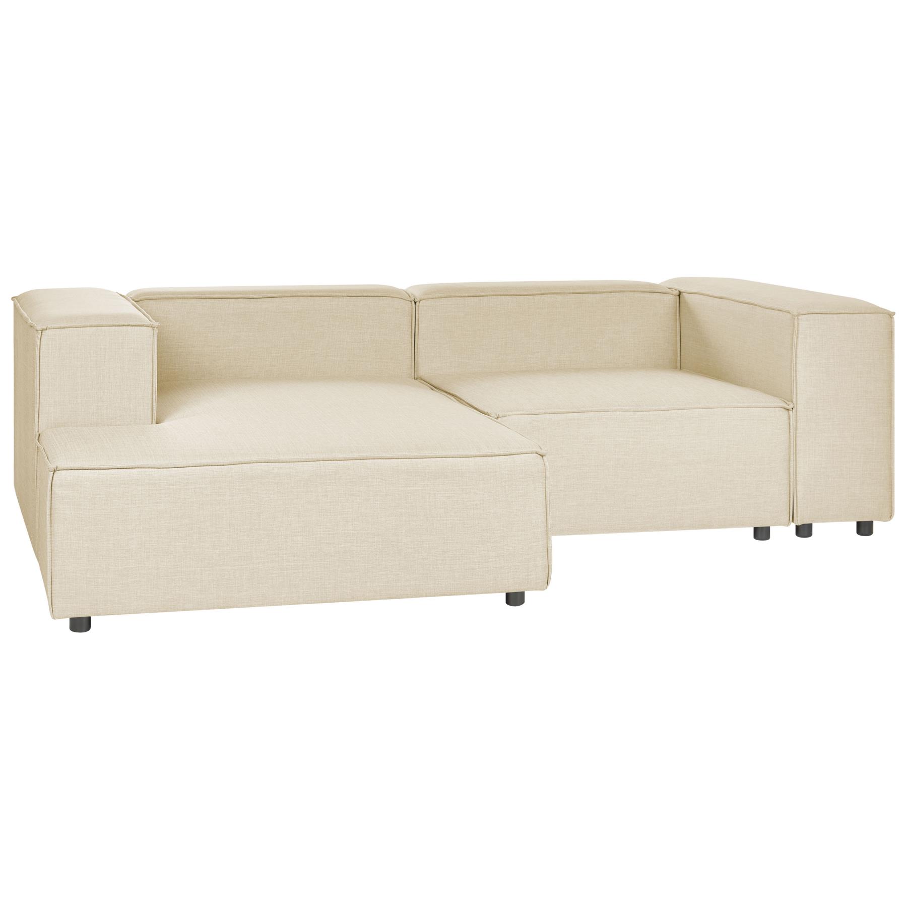 Beliani - APRICA - Tweezitsbank - Beige - Rechterzijde - Linnen