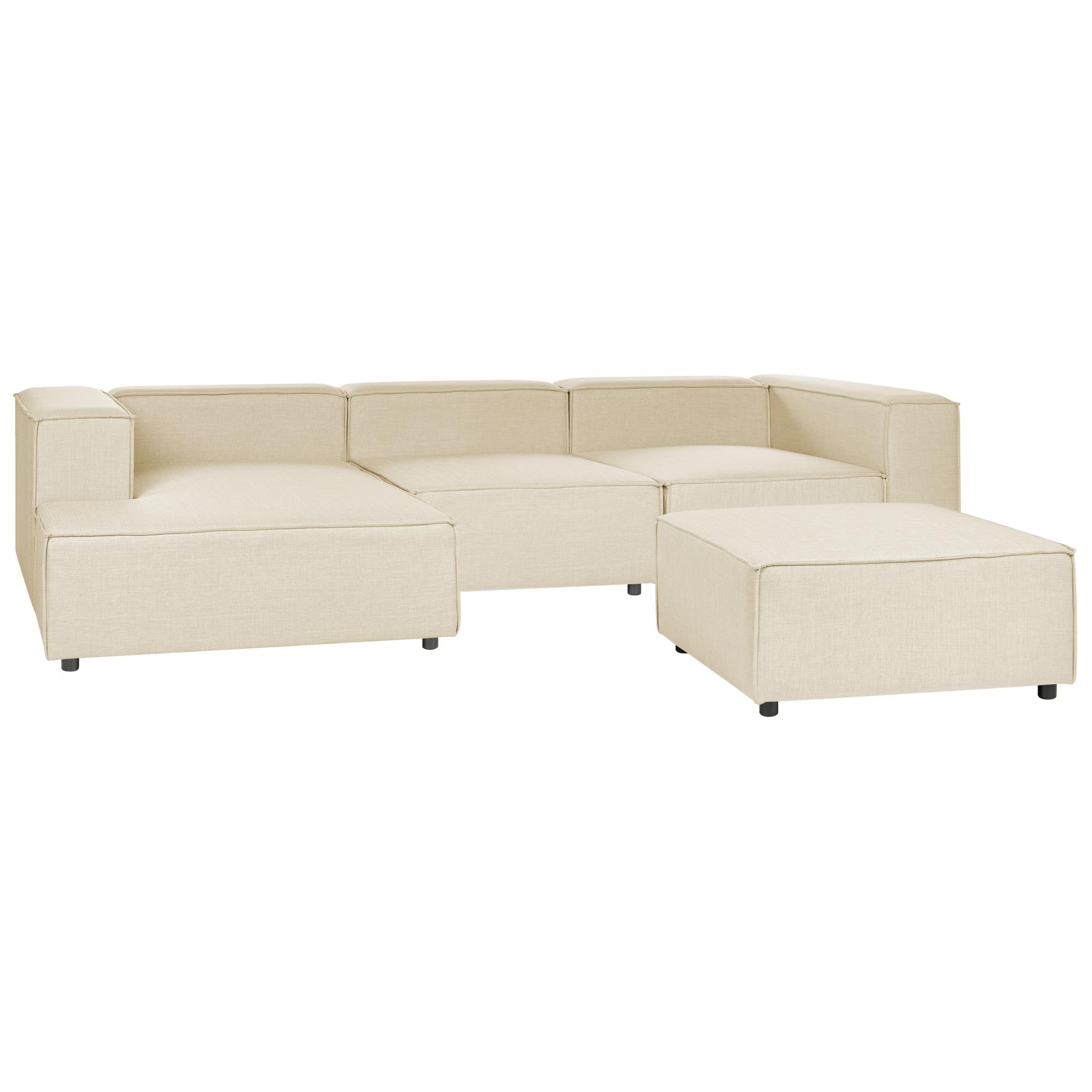 Beliani - APRICA - Driezitsbank - Beige - Rechterzijde - Linnen