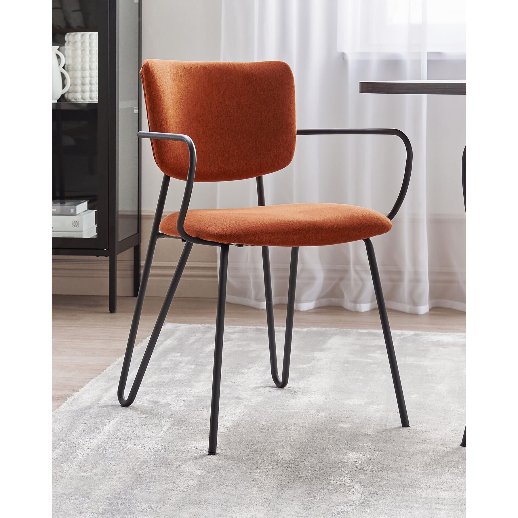 Beliani - ELKO - Eetkamerstoel set van 2 - Oranje - Polyester