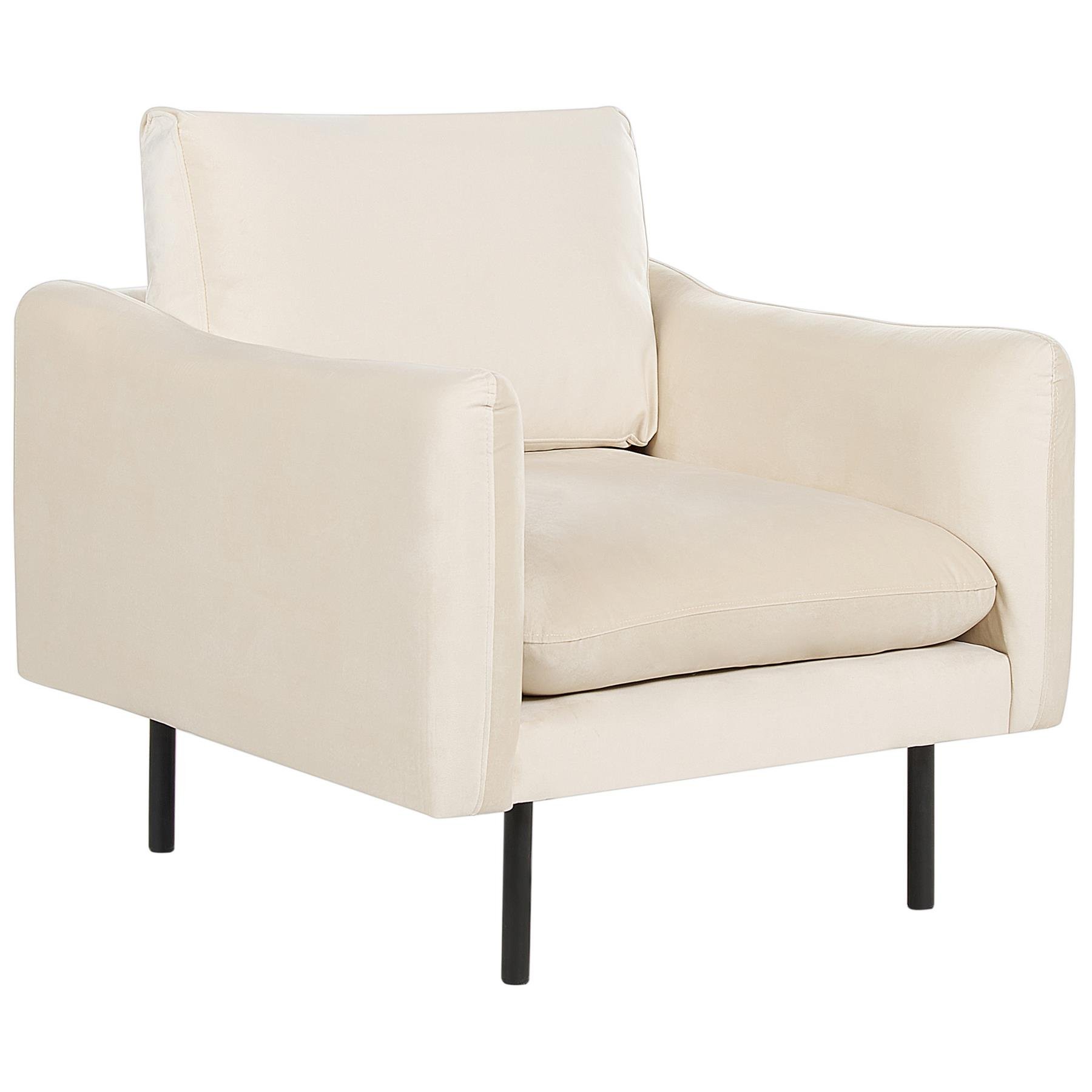 Beliani - VINTERBRO - Fauteuil - Lichtbeige - Fluweel