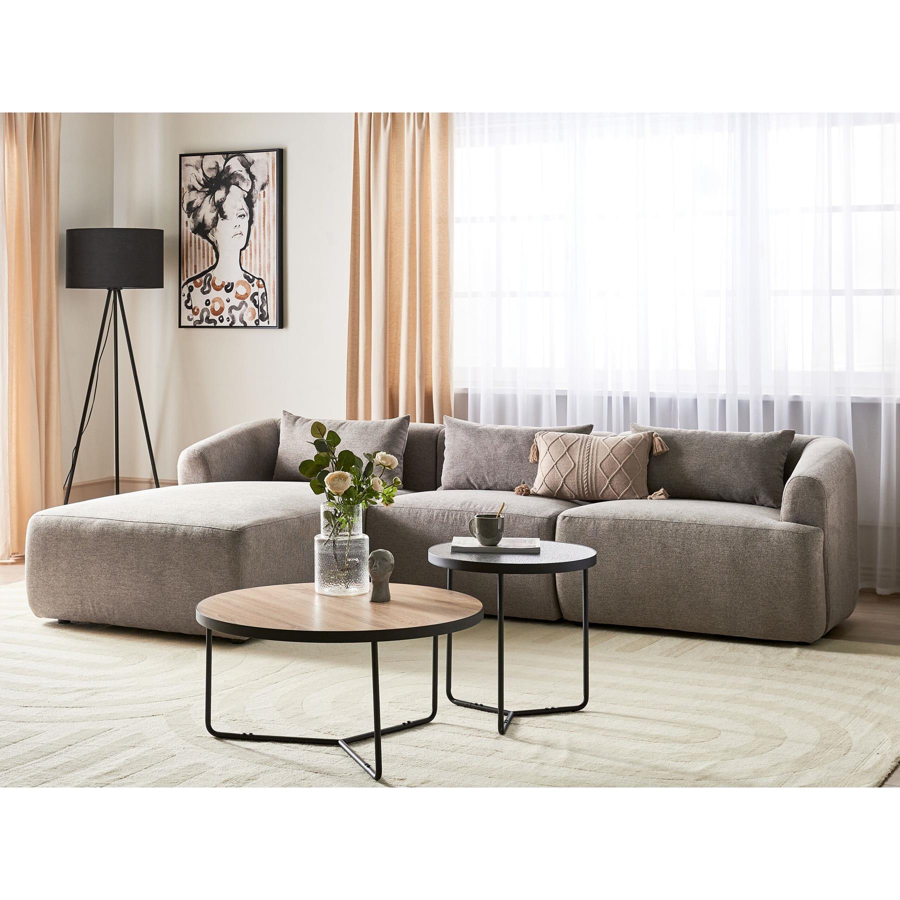 Beliani - SVANSELE - Driezitsbank - Taupe - Rechtszijdig - Polyester