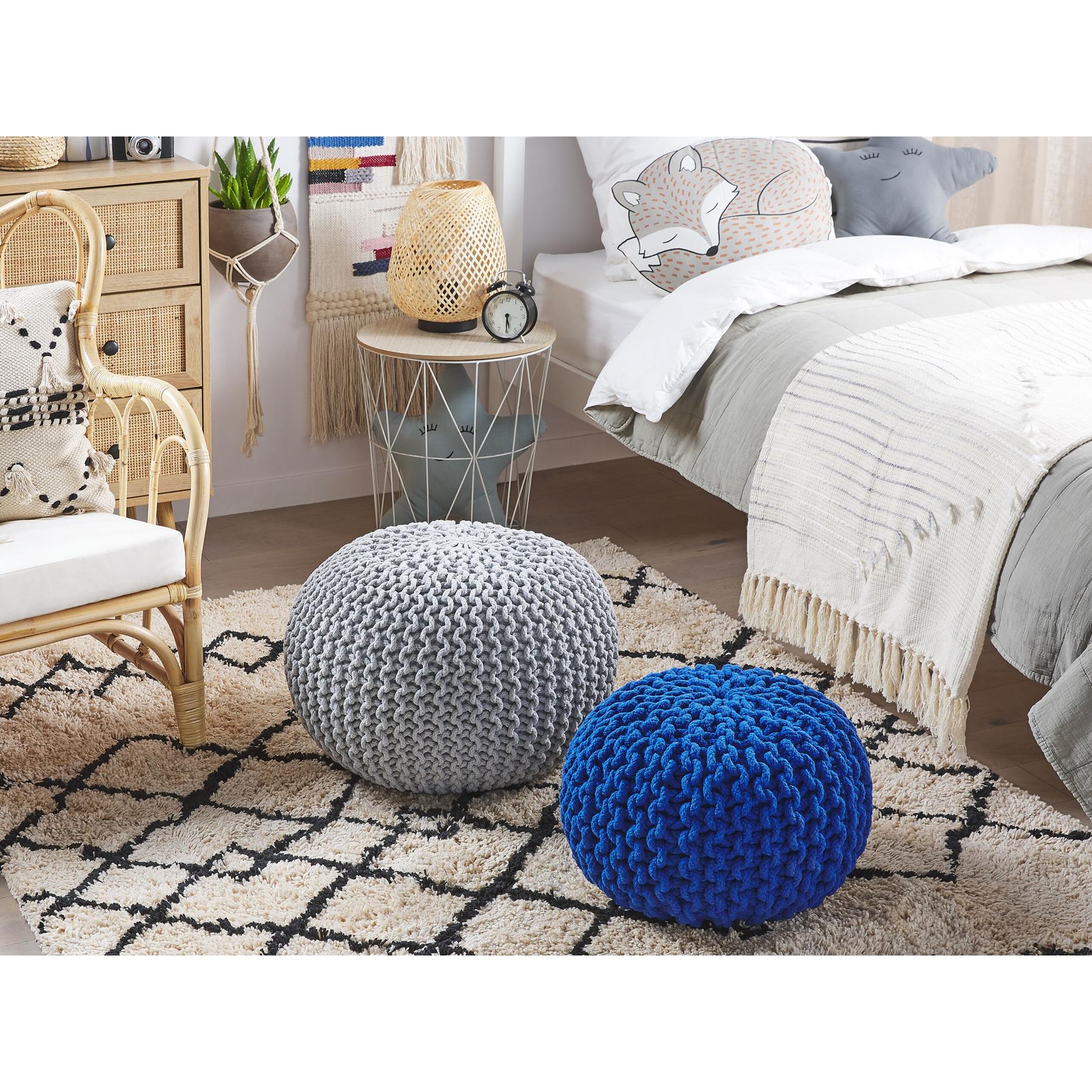 Beliani - CONRAD - Poef - Marineblauw - 40 cm - Katoen
