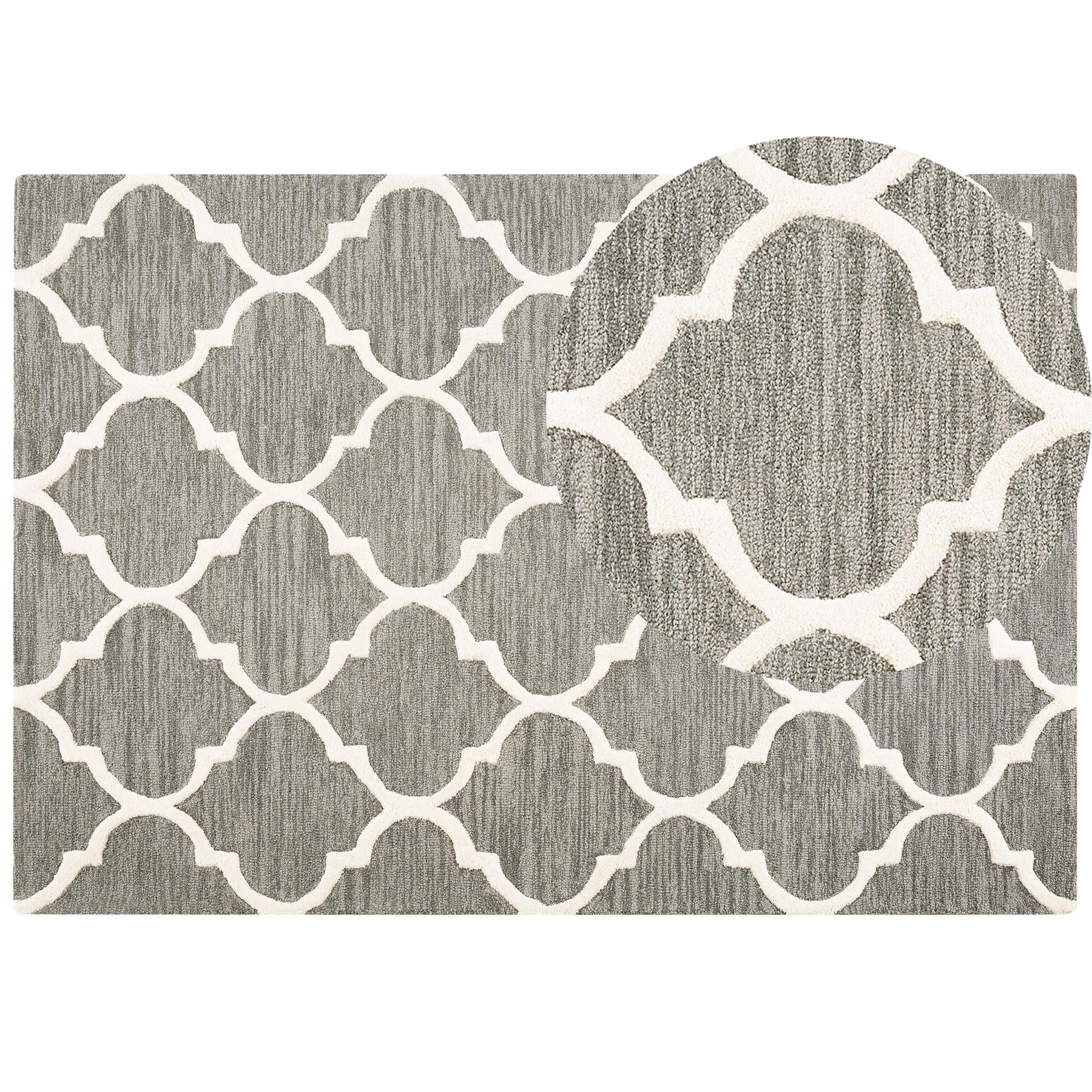 Beliani - YALOVA - Laagpolig vloerkleed - Grijs - 160 x 230 cm - Wol