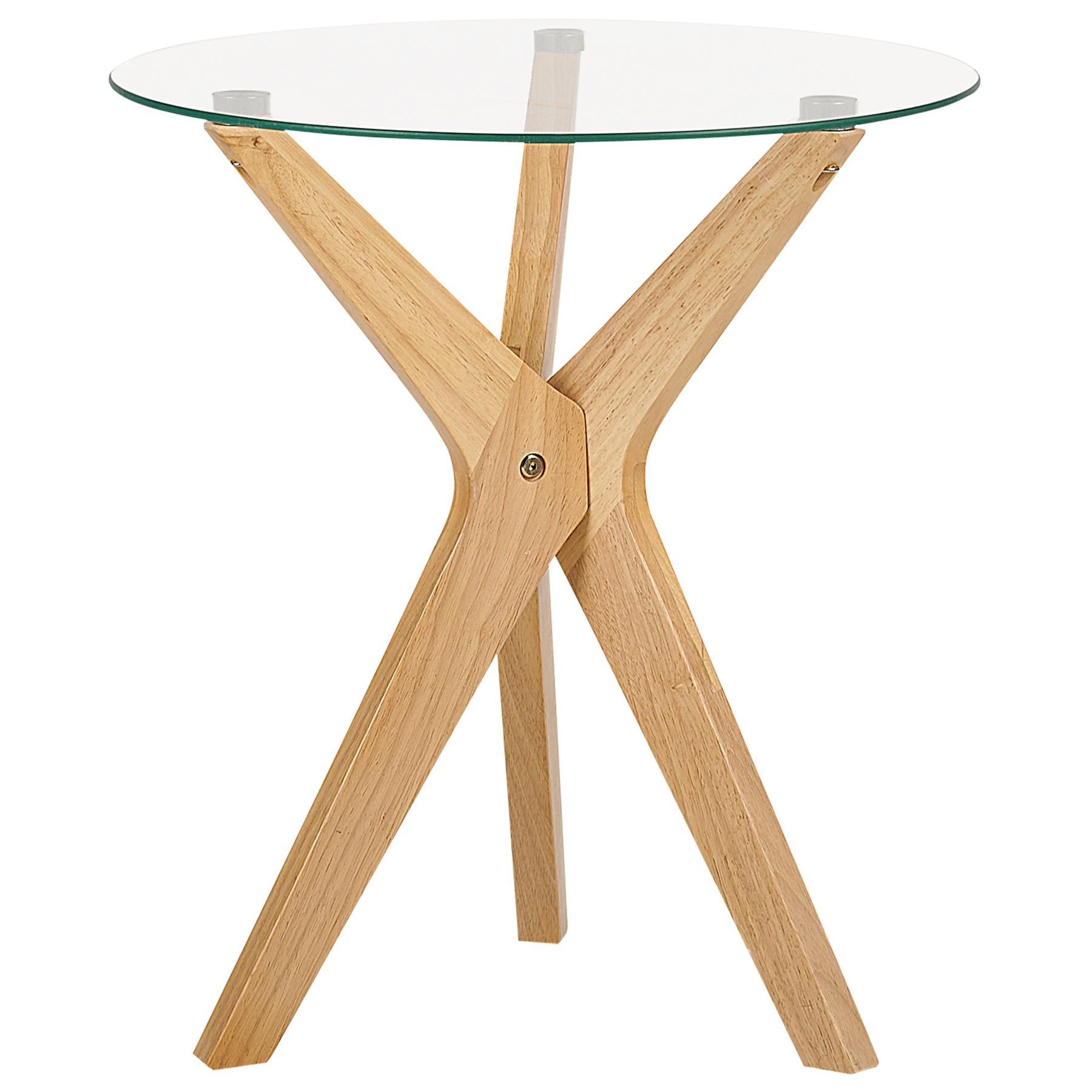 Beliani - VALLEY - Bijzettafel - Lichthout - Veiligheidsglas