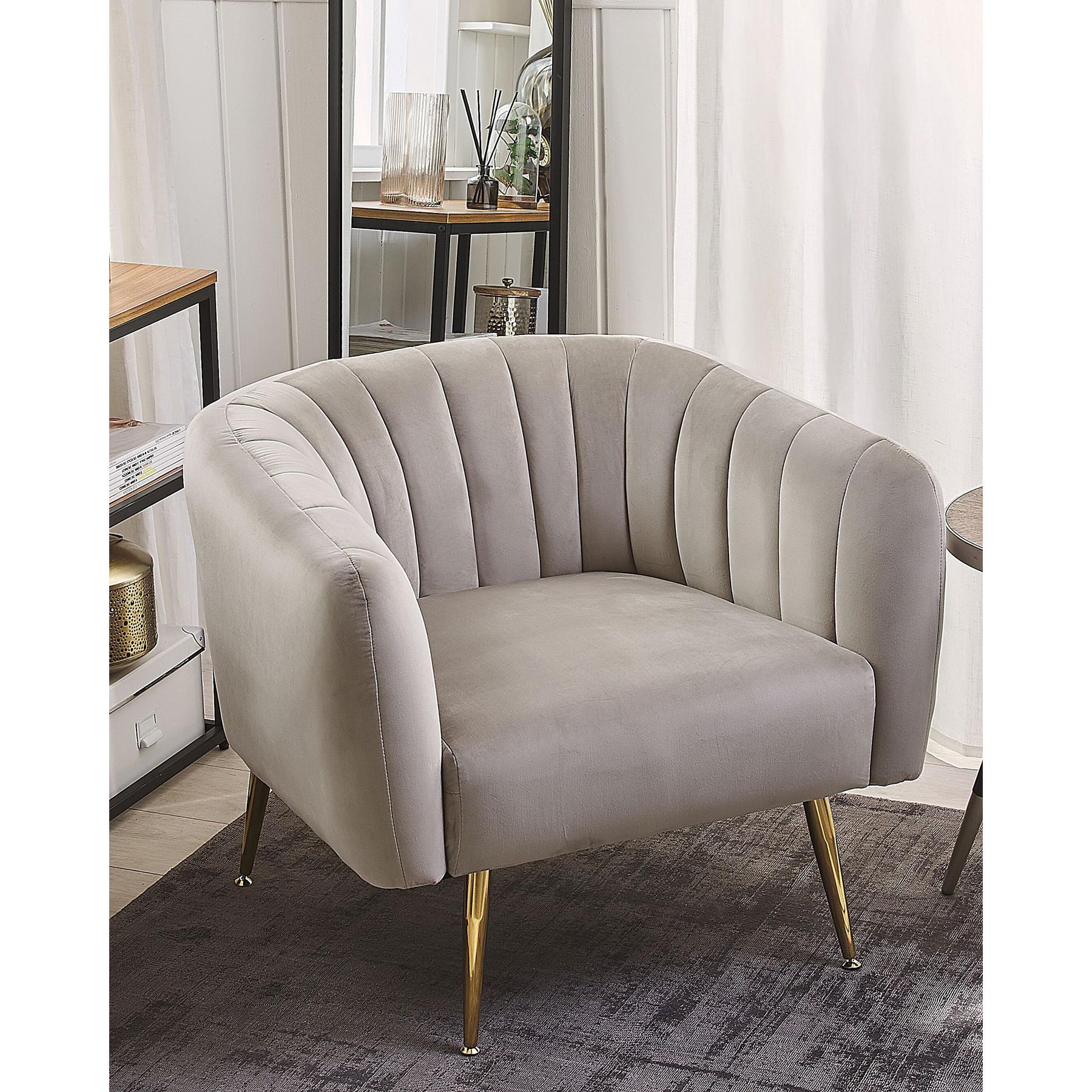Beliani - LACONIA - Fauteuil - Taupe - Fluweel
