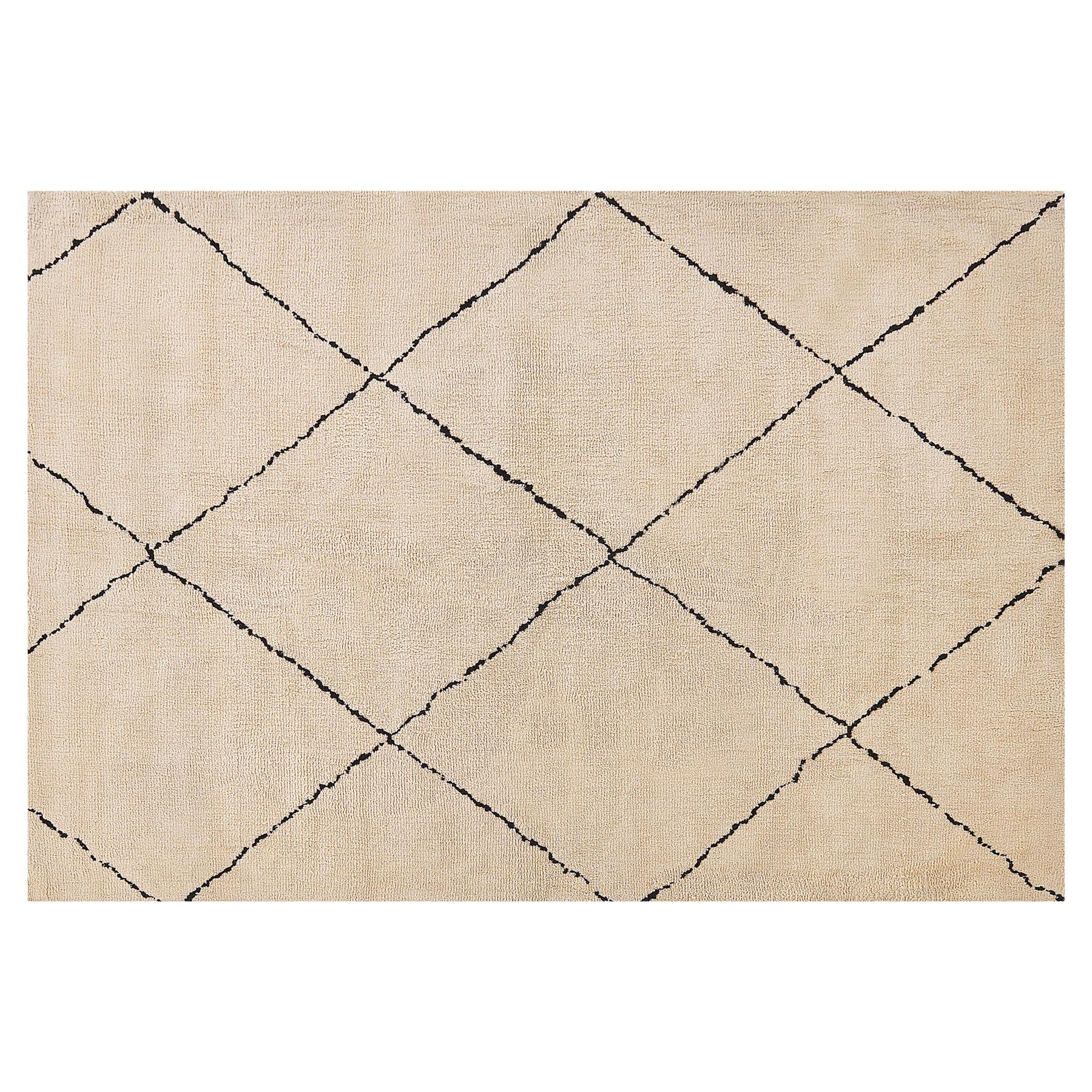 Beliani-MUTKI -Shaggy vloerkleed-Beige-140 x 200 cm-Polyester