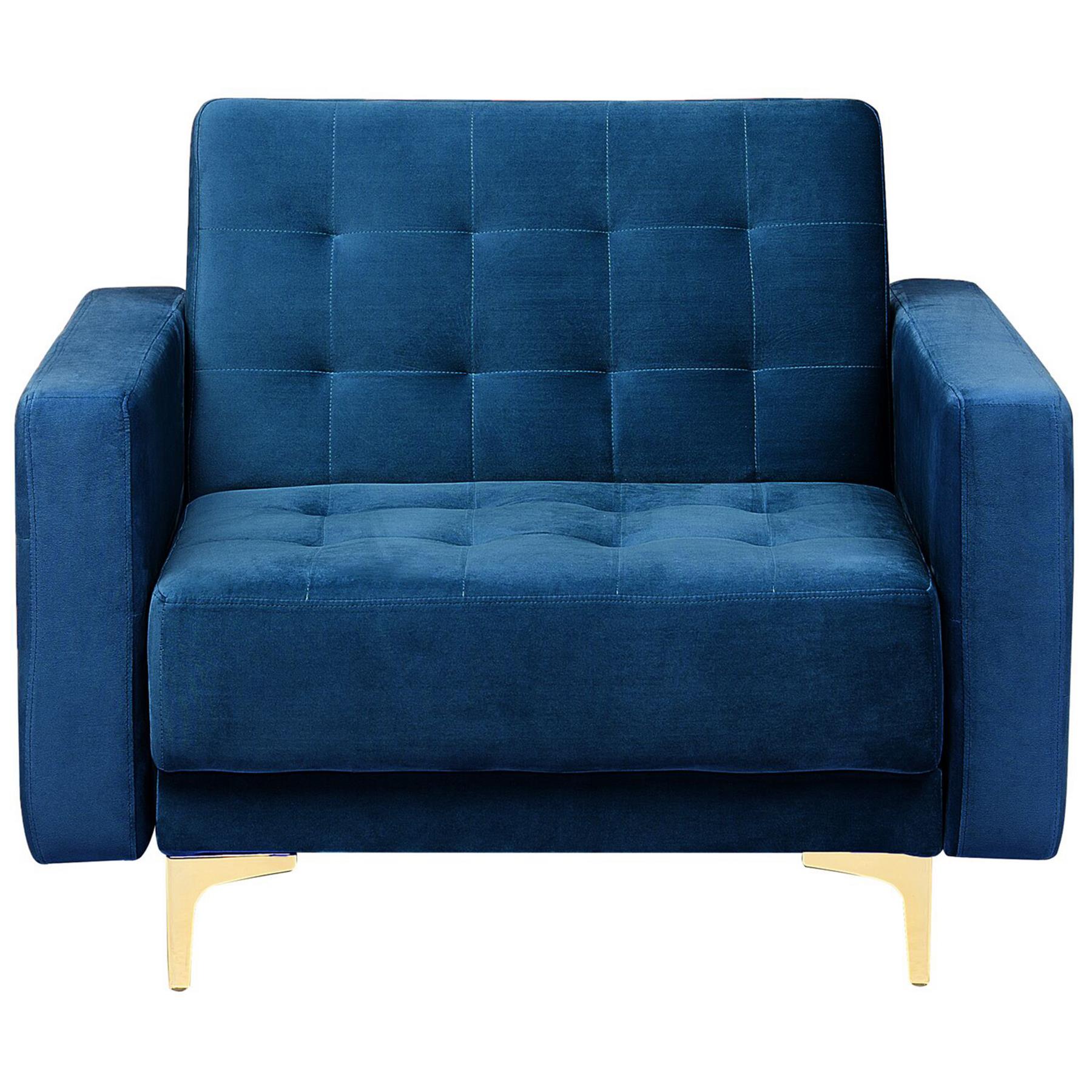 Beliani - ABERDEEN - Chesterfield fauteuil - Blauw - Fluweel