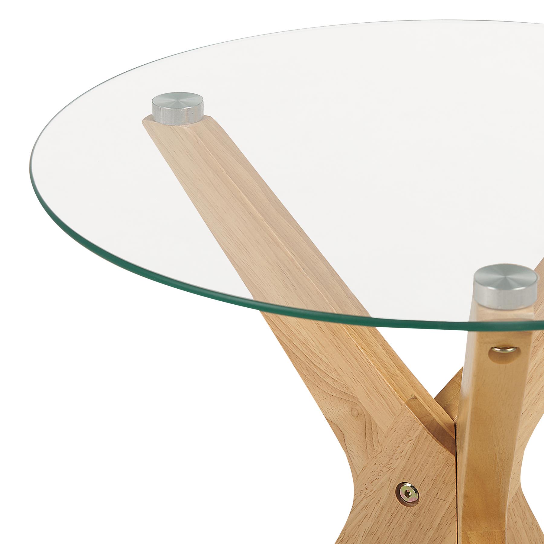 Beliani - VALLEY - Bijzettafel - Lichthout - Veiligheidsglas