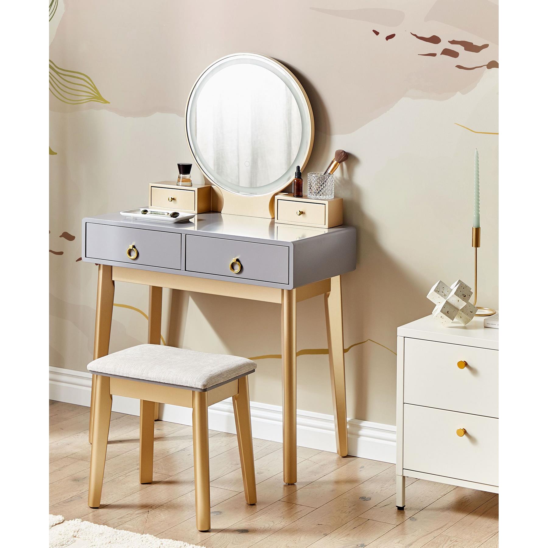 Beliani - FEDRY - Kaptafel - Grijs|Goud - MDF