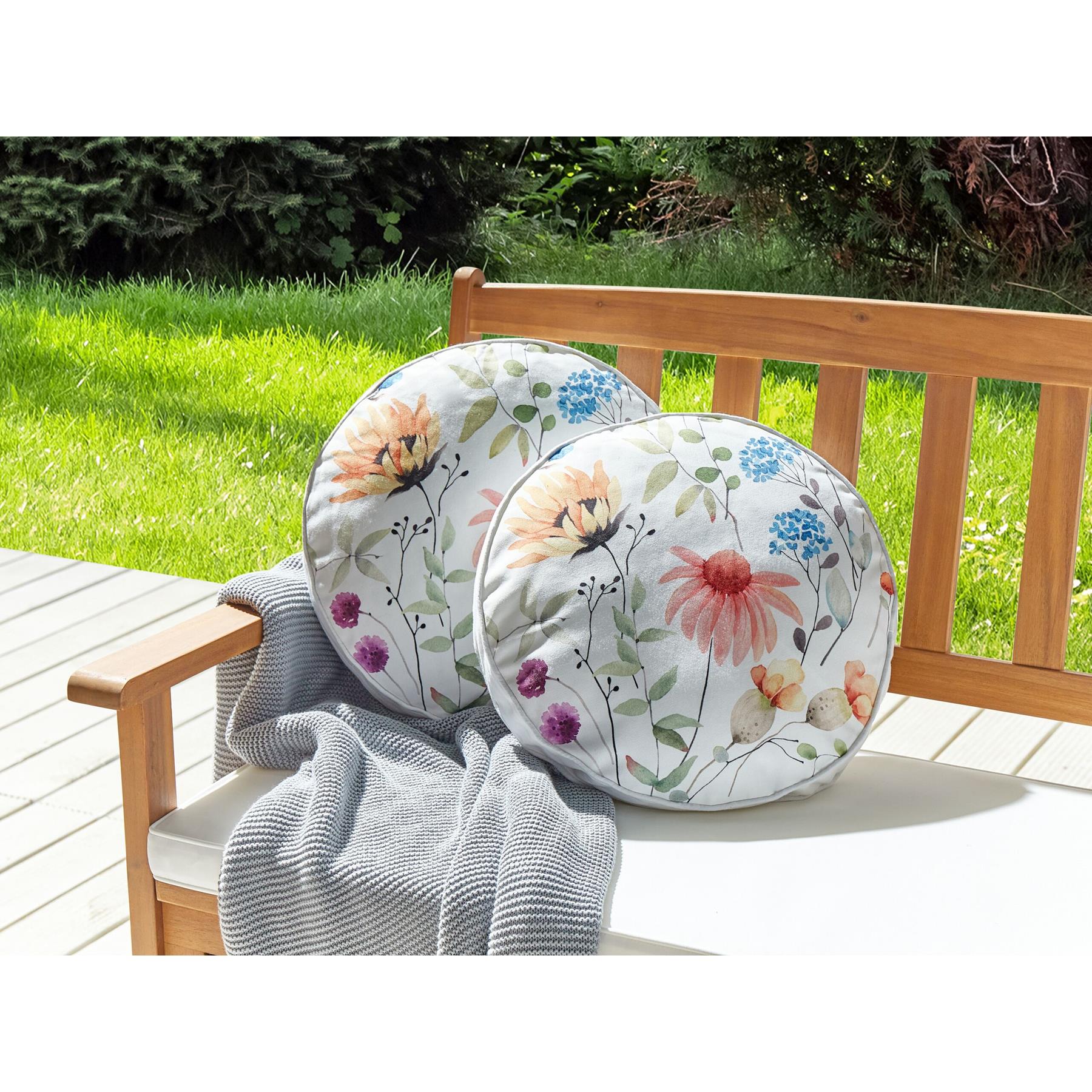 Beliani-MONESI-Tuinkussen set van 2-Meerkleurig-⌀ 40 cm-Polyester