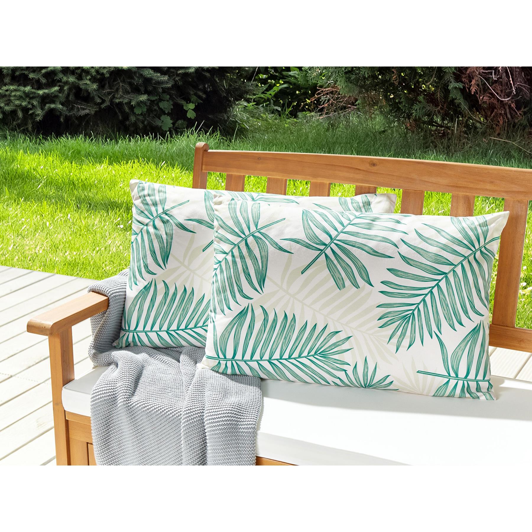 Beliani-POGGIO-Tuinkussen set van 2-Beige| Groen-40 x 60 cm-Polyester
