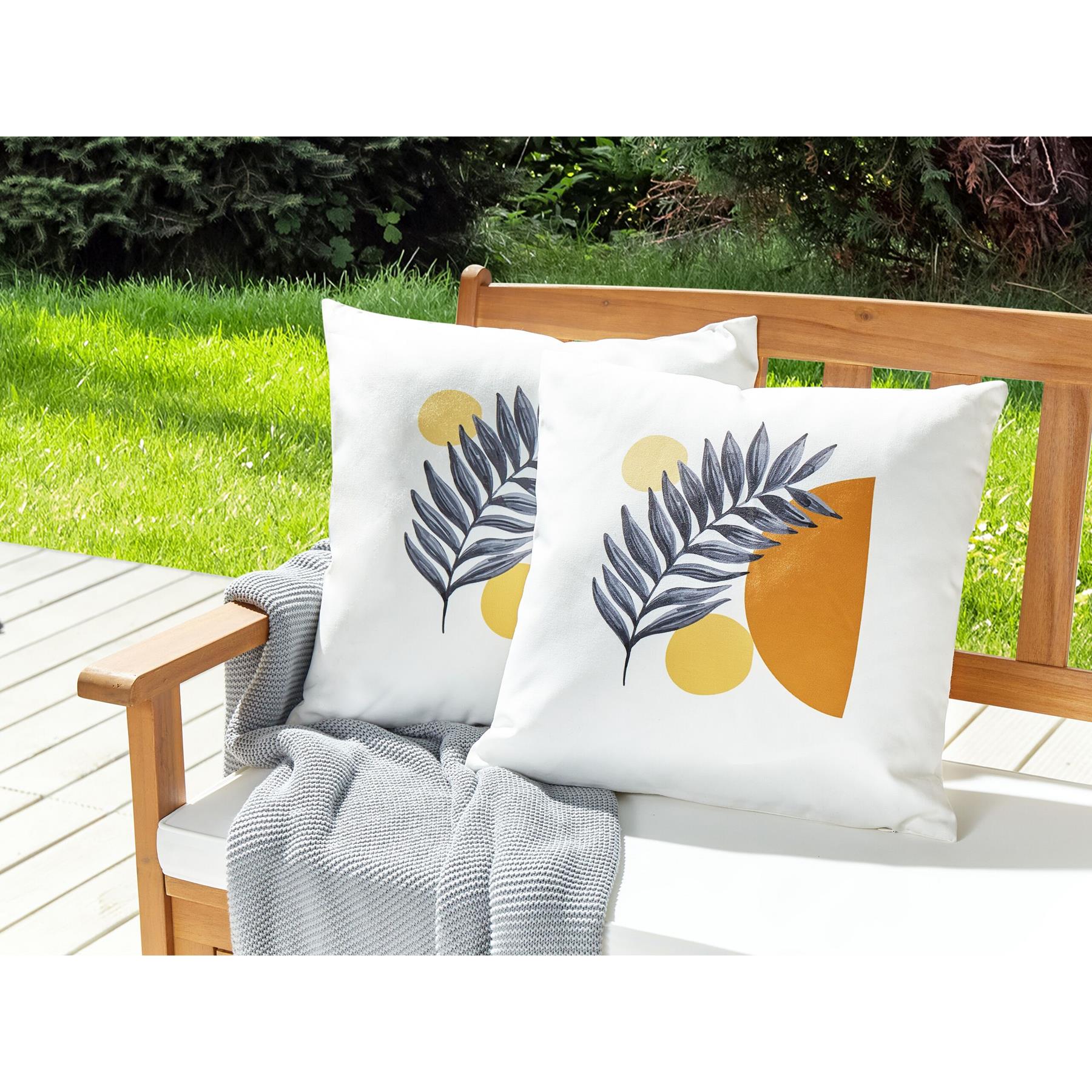 Beliani-VIOZENE-Tuinkussen set van 2-Wit-45 x 45 cm-Polyester
