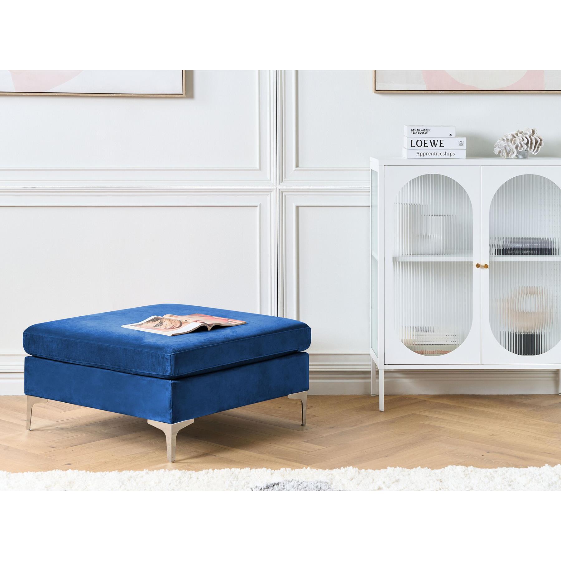 Beliani - EVJA - Ottomaan - Marineblauw - Fluweel