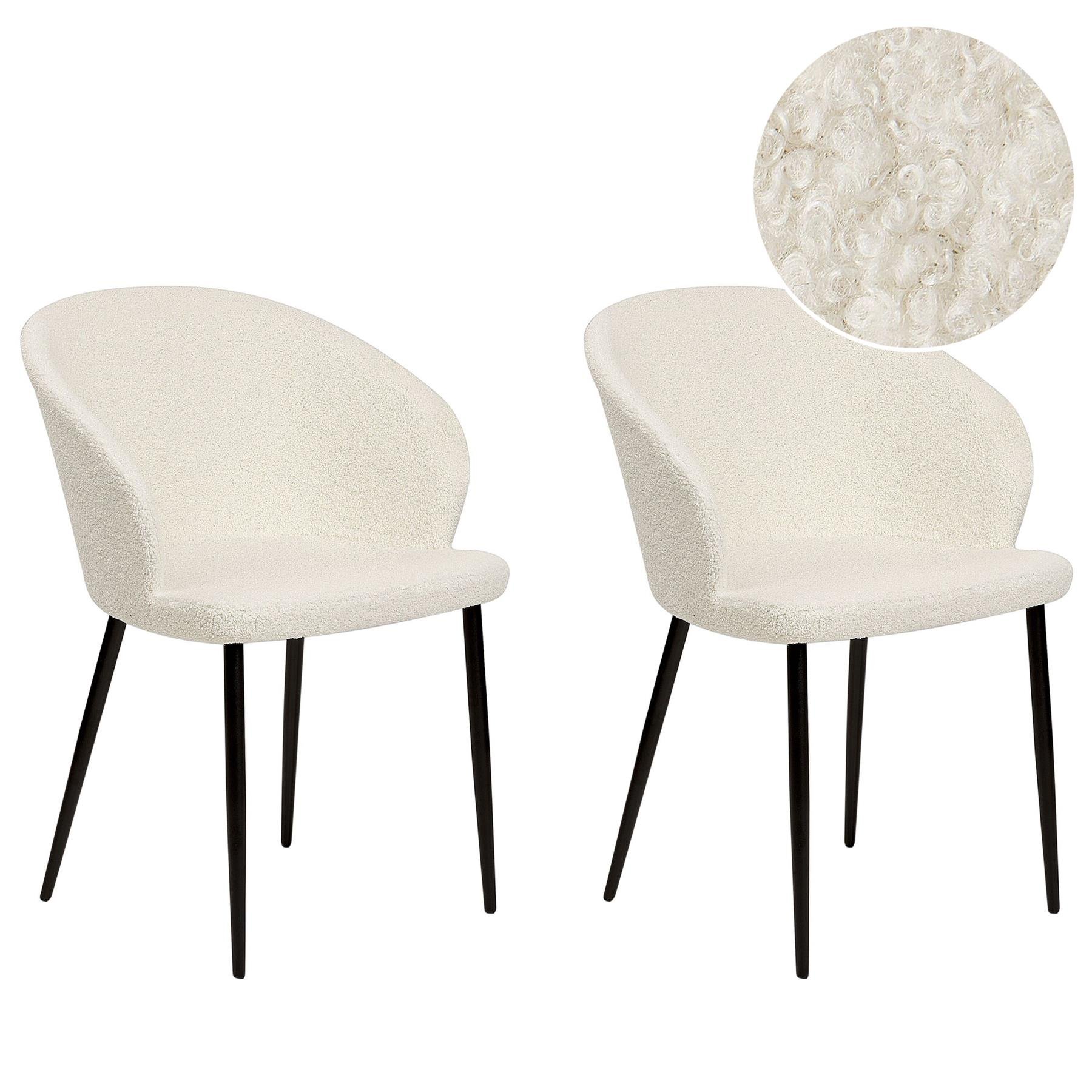 Beliani - MASON - Eetkamerstoel set van 2 - Off-white - Polyester