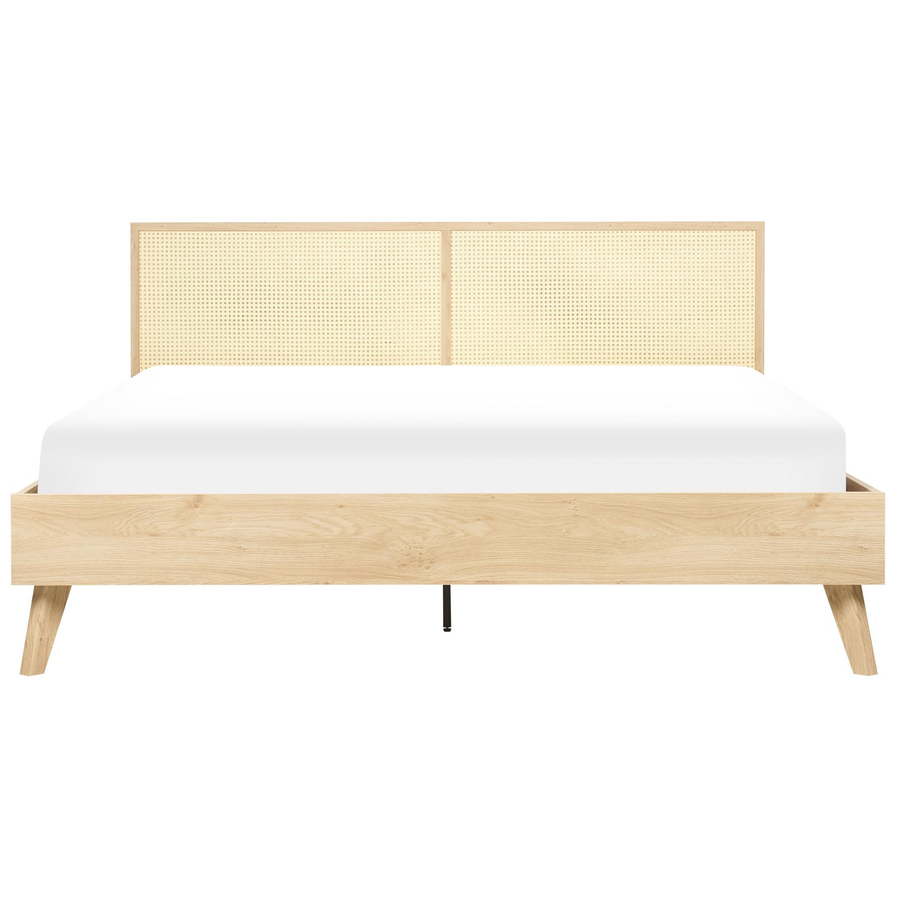 Beliani-MONPAZIER -Tweepersoonsbed-Lichthout-180 x 200 cm-Populierhout