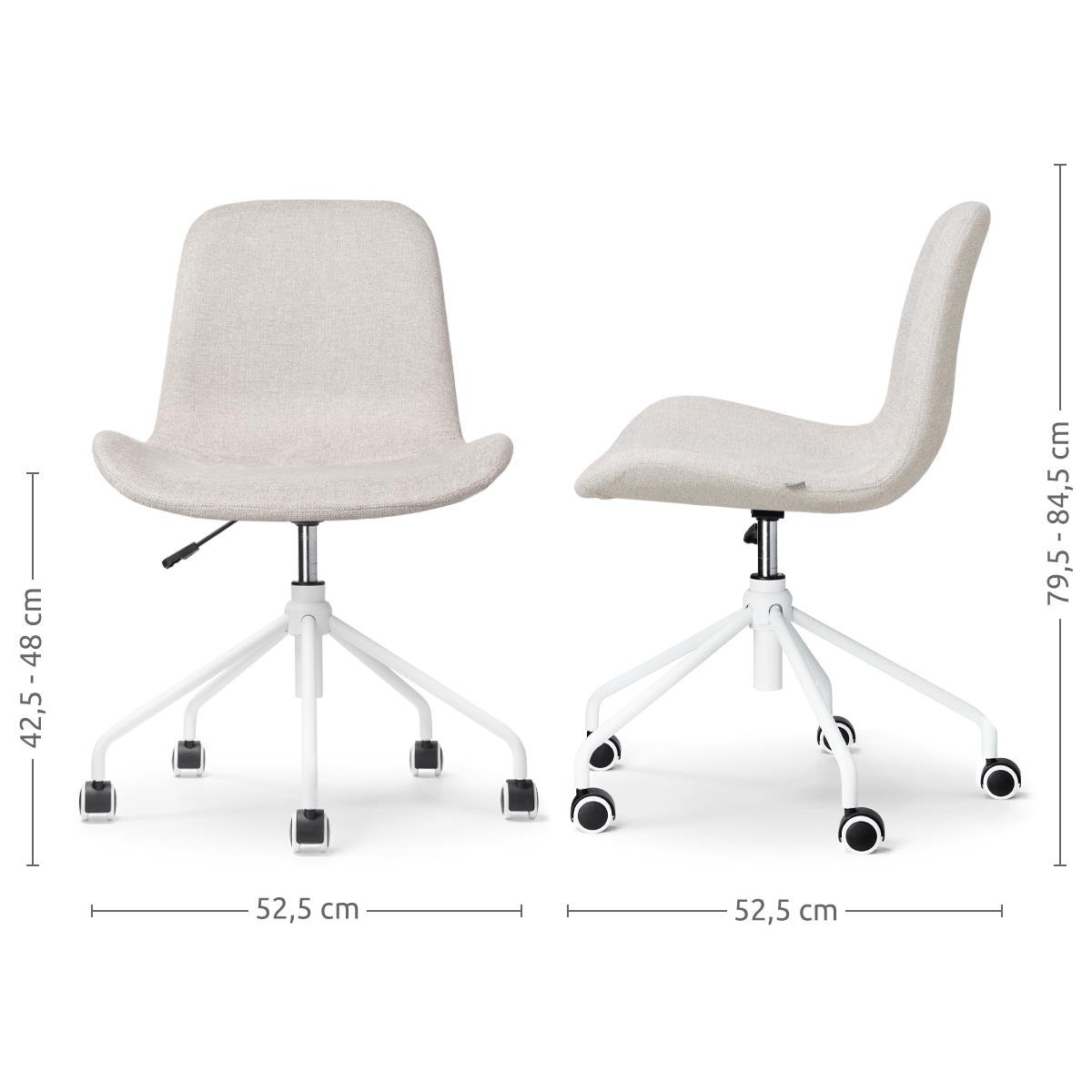 Nolon Nout-Fé Bureaustoel Beige - Stof - Wit Onderstel