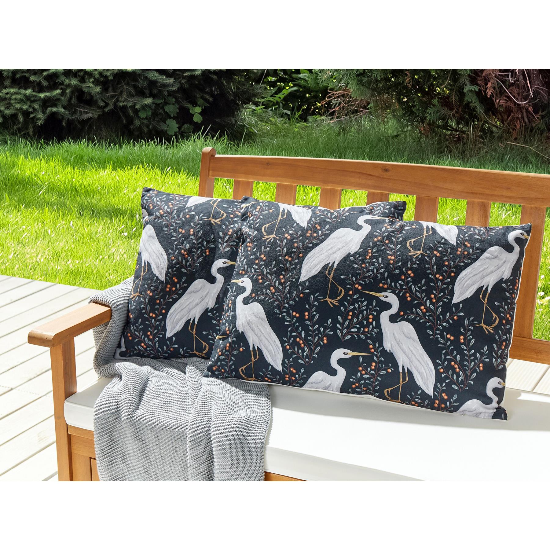 Beliani-PIANAZZO-Tuinkussen set van 2-Grijs-40 x 60 cm-Polyester