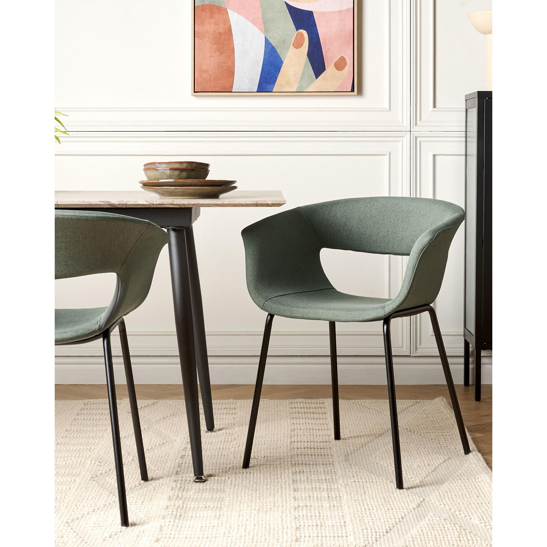 Beliani - ELMA - Eetkamerstoelen set van 2 - Donkergroen - Polyester