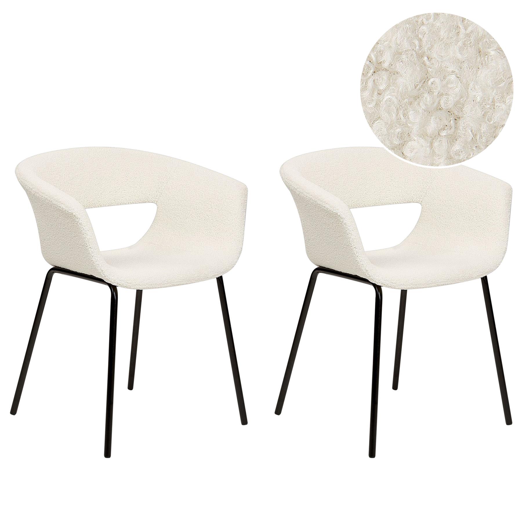 Beliani - ELMA - Eetkamerstoelen set van 2 - Gebroken wit - Polyester