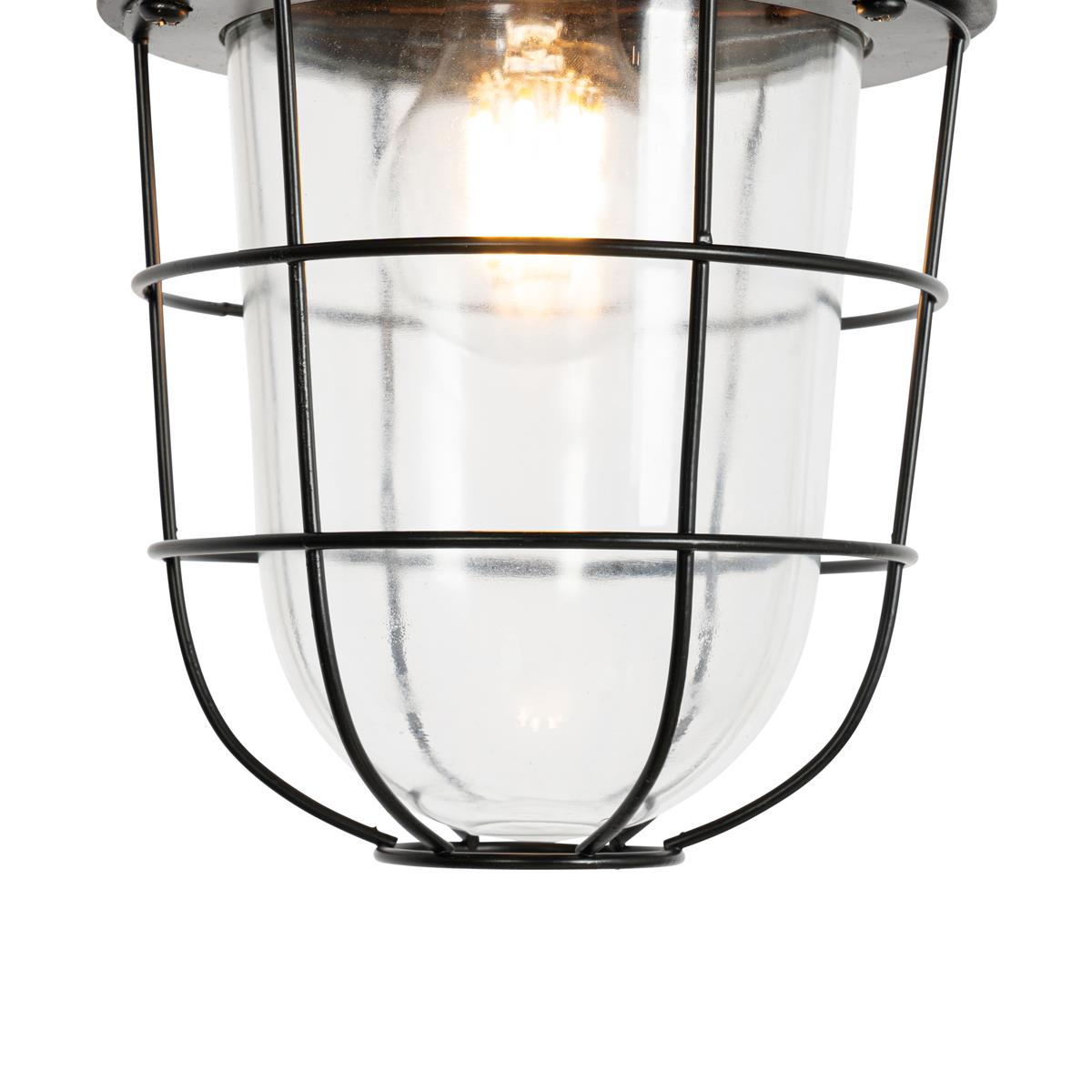 QAZQA Industriële hanglamp zwart met glas - Cabin