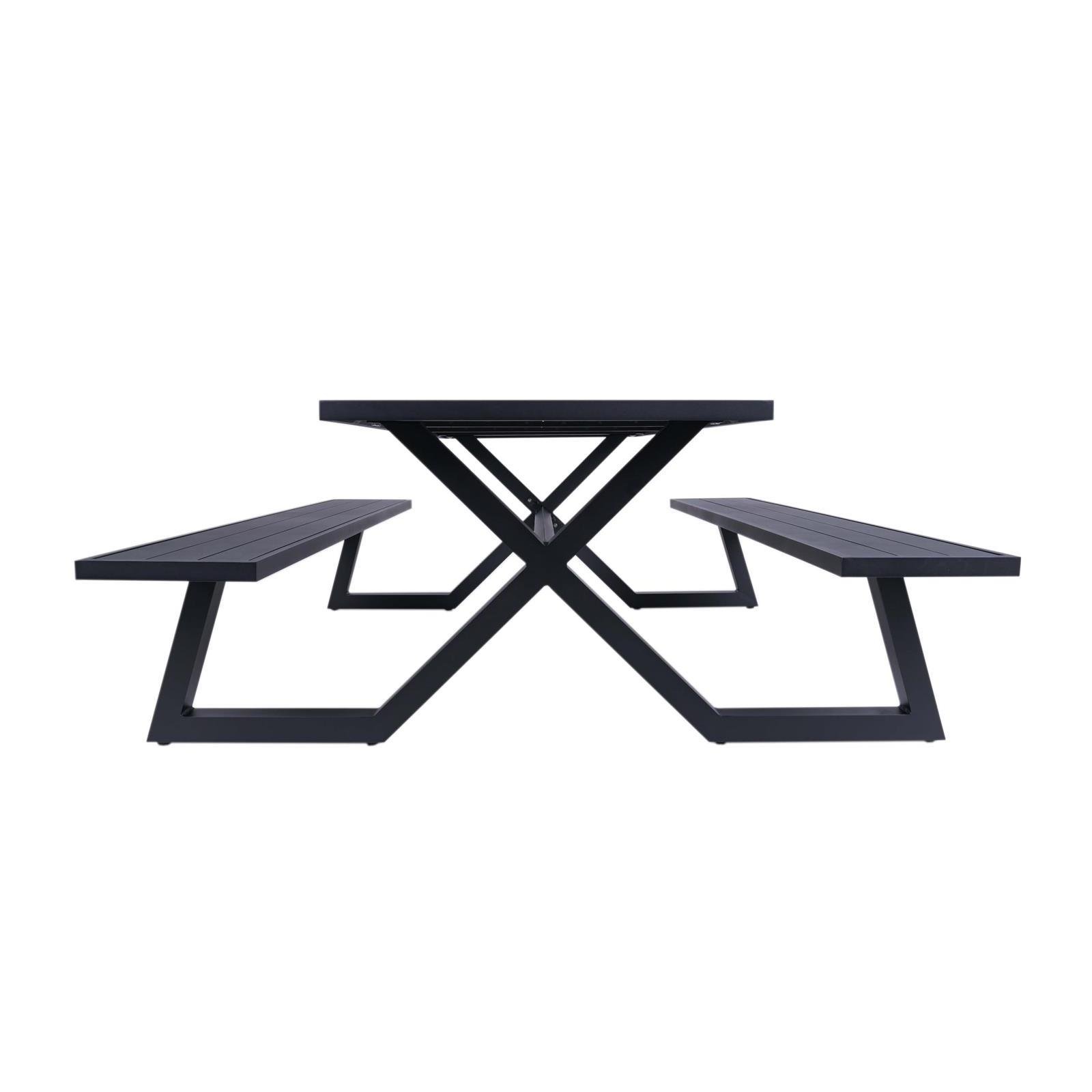 luxe aluminium picknicktafel Dex 200 cm zwart