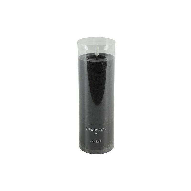 Countryfield LED kaars|stompkaars - zwart - D7,5 x H20 cm - timer