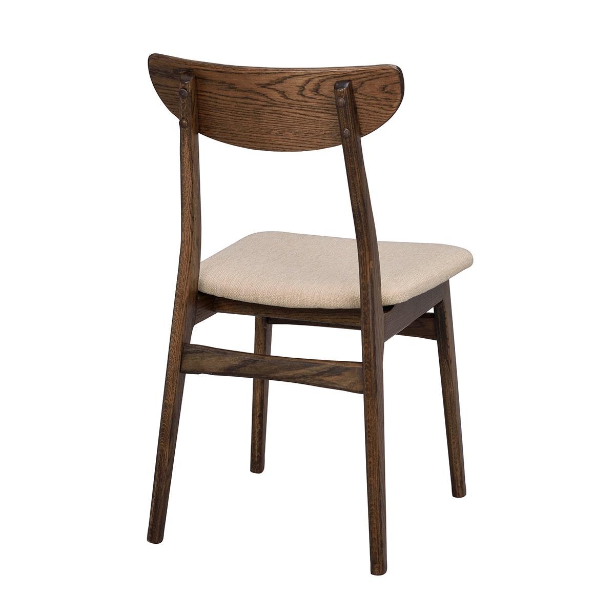Rowico Home Rodham Houten Eetkamerstoel Donker Eiken - Beige Stof