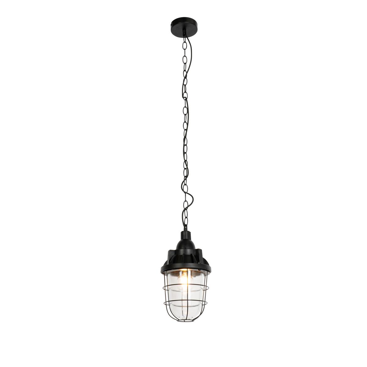 QAZQA Industriële hanglamp zwart met glas - Cabin