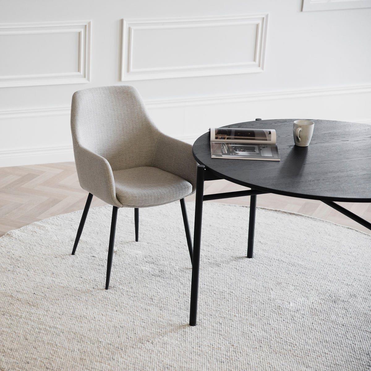 Rowico Home Reily Eetkamerstoel Beige - Met Armleuning - Zwart