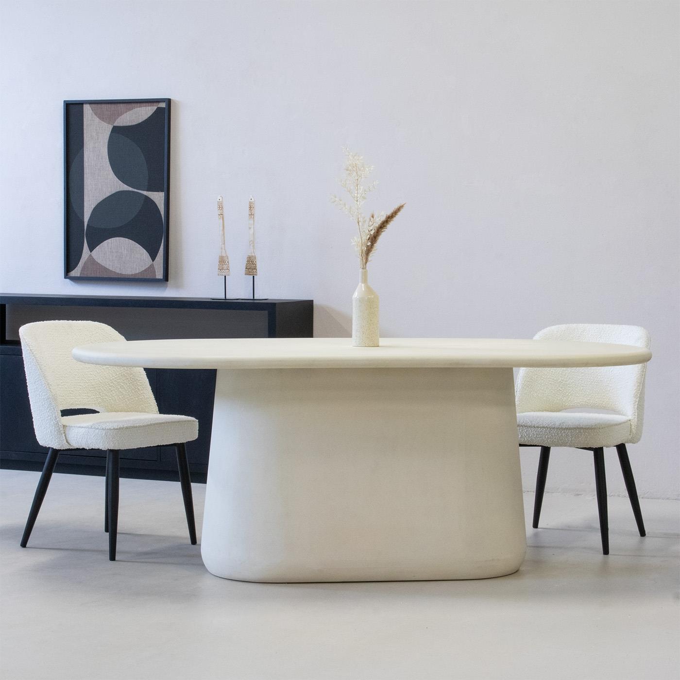 Giga Meubel - Eettafel Ovaal - Betonlook - Beige - 160cm - Tafel Romy
