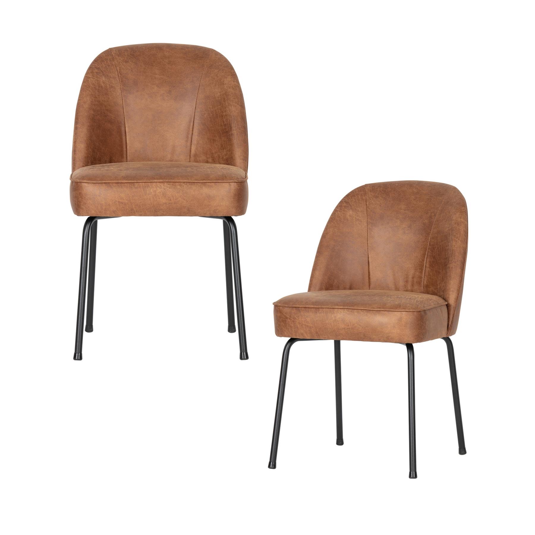 VOGUE EETKAMERSTOEL LEER COGNAC