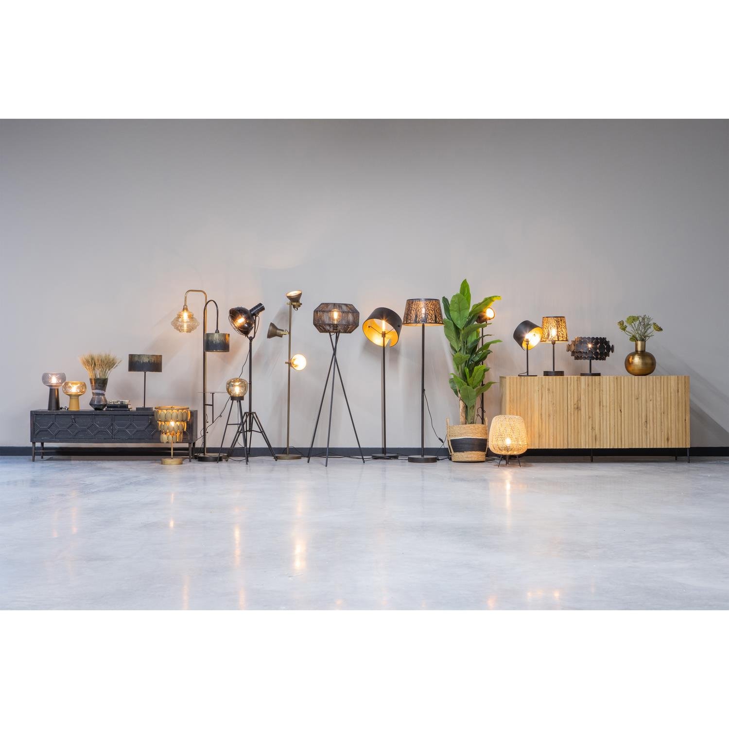 WOOOD Keto Vloerlamp - Metaal - Antique Brass - 161x42x42