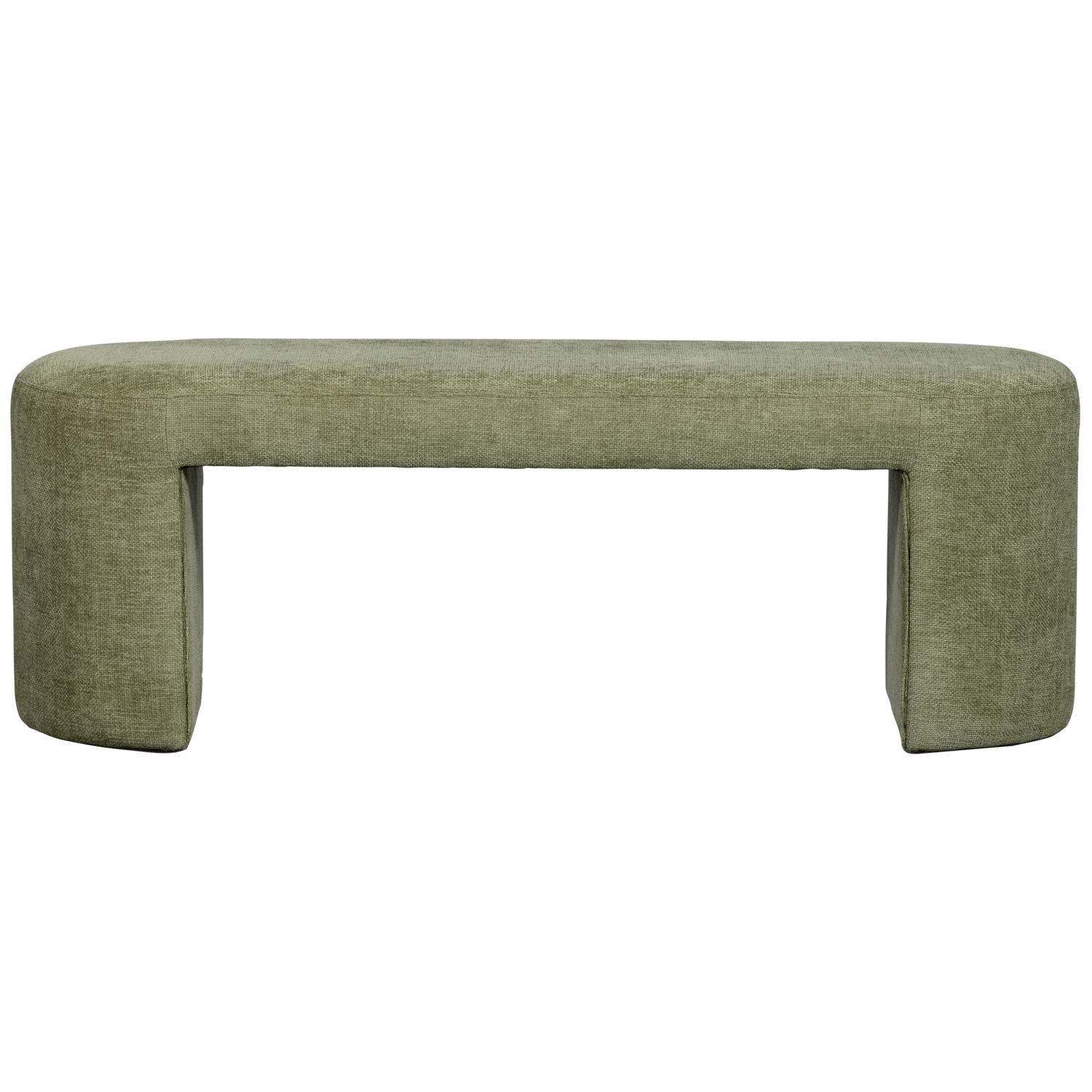 WOOOD Jacob Bankje - Chenille - Olive Green - 46x130x46