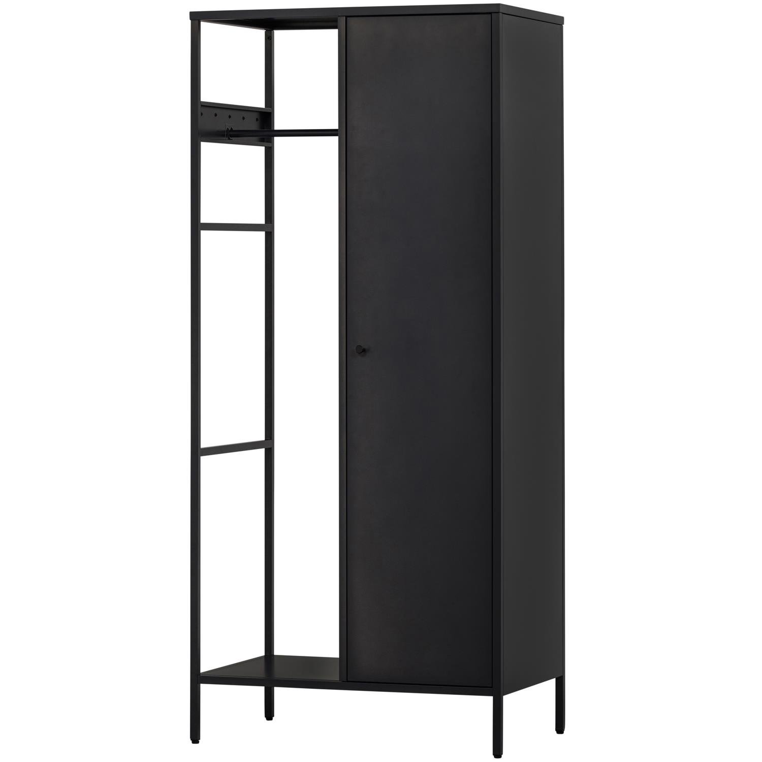 WOOOD Coen Garderobekast - Metaal - Antraciet - 180x80x50