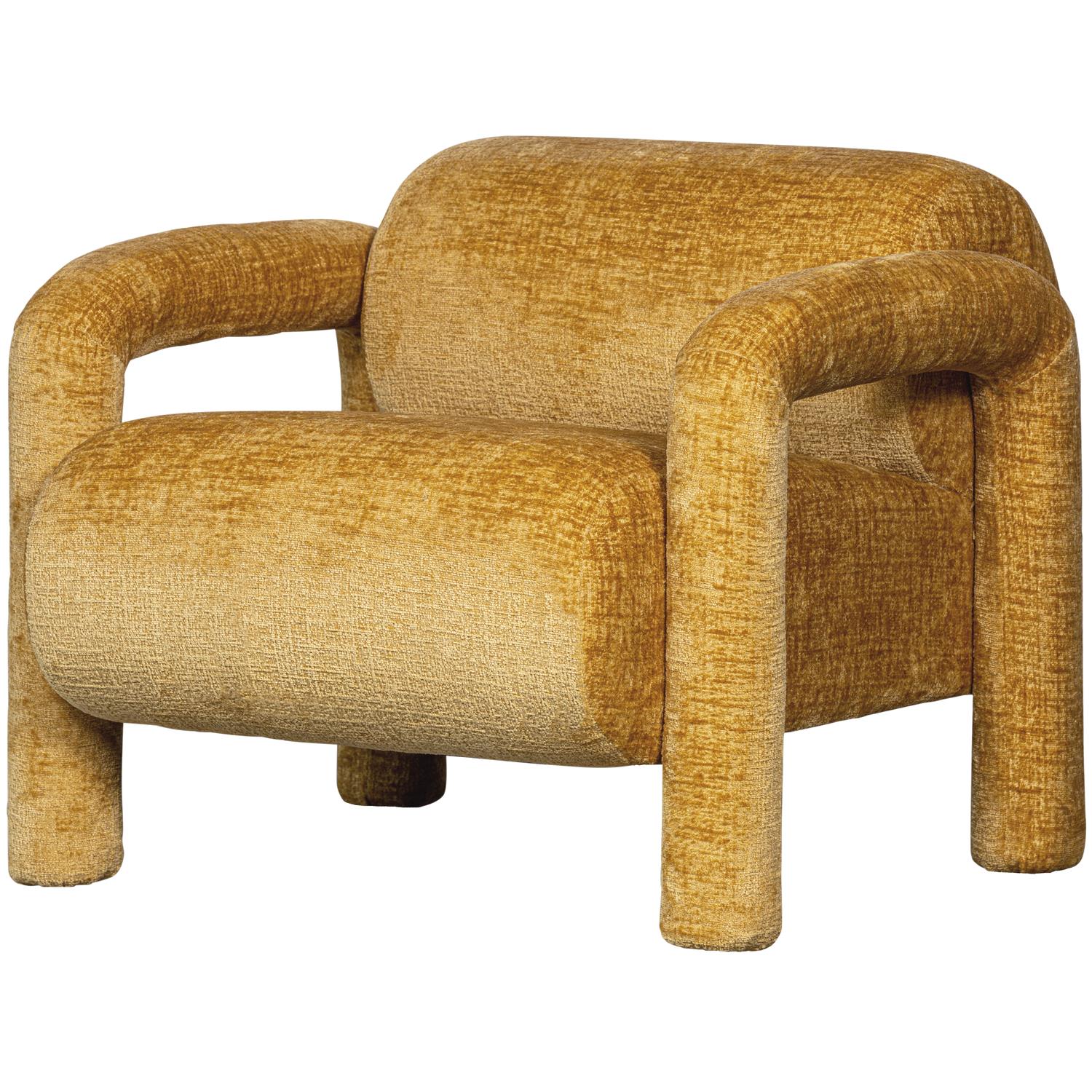 WOOOD Lenny Fauteuil - Polyester  - Goud|Geel - 65x76x82