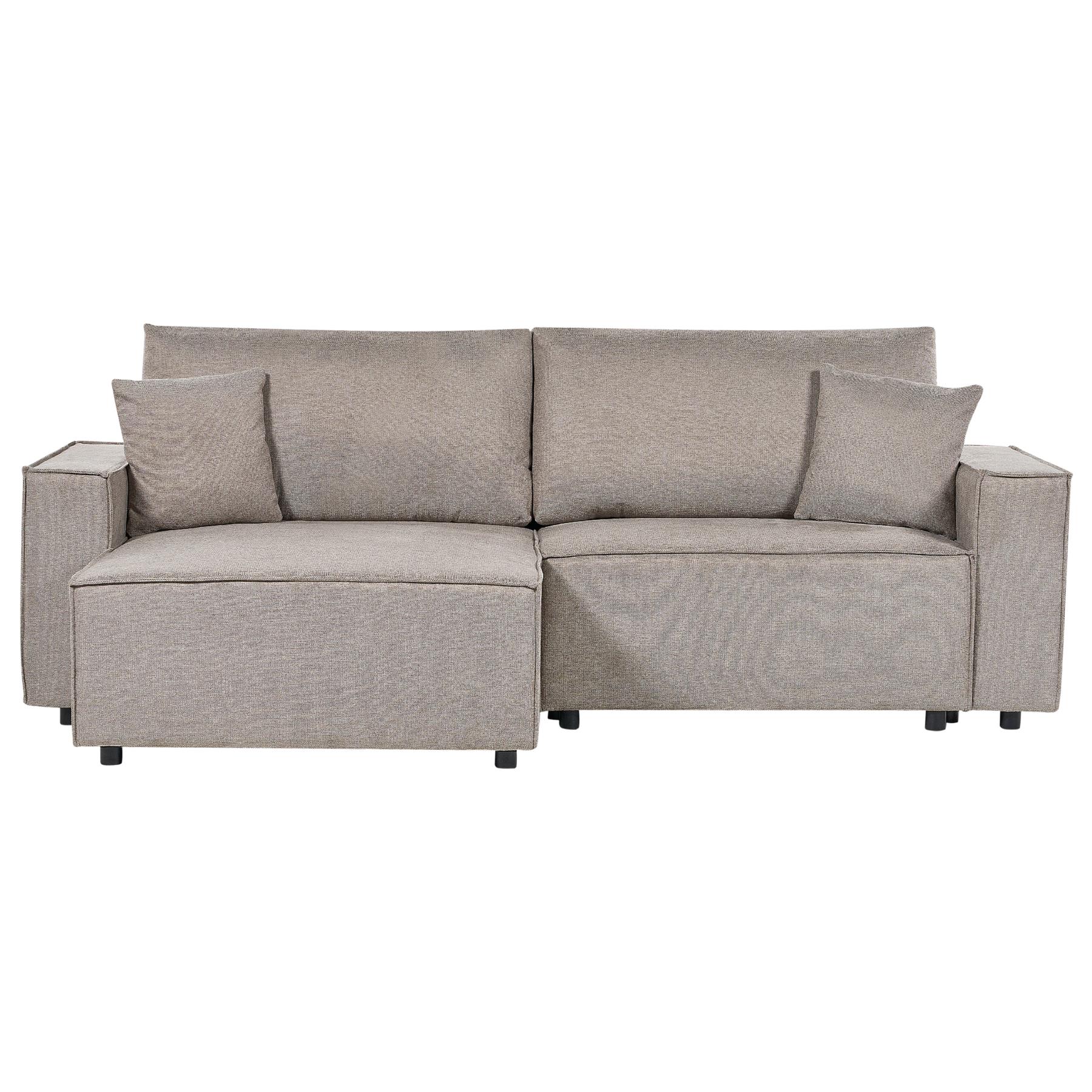 Beliani-KARILA-Hoekbank met opbergruimte-Taupe-Rechtszijdig-Polyester